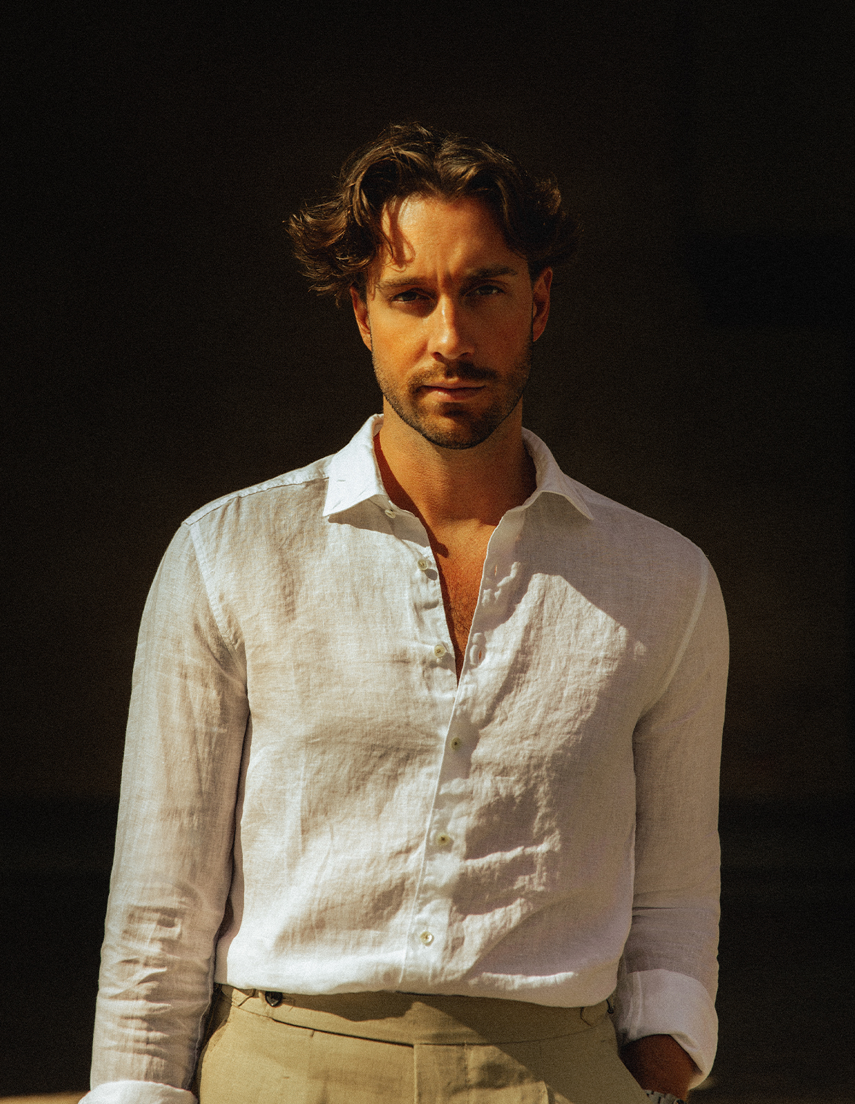 Slimline Skjorta Linne Vit