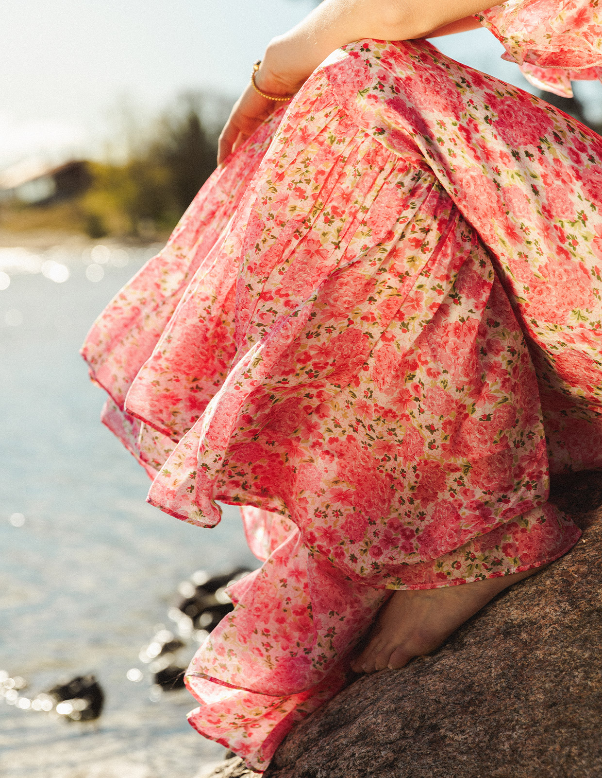 Cupro Maxi Klänning Rosa S