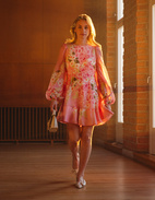 Organza Mini Klänning Rosa Blommig L