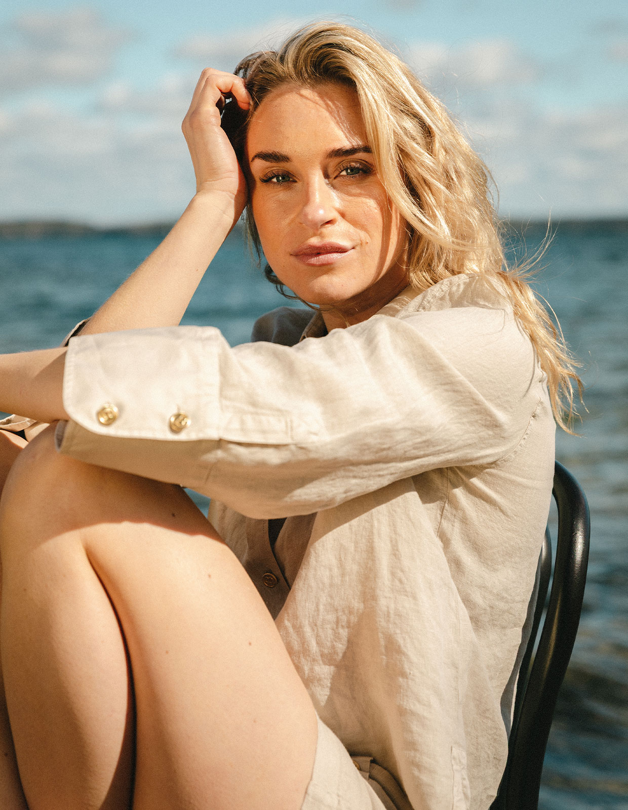 Romy Skjorta Linne Beige