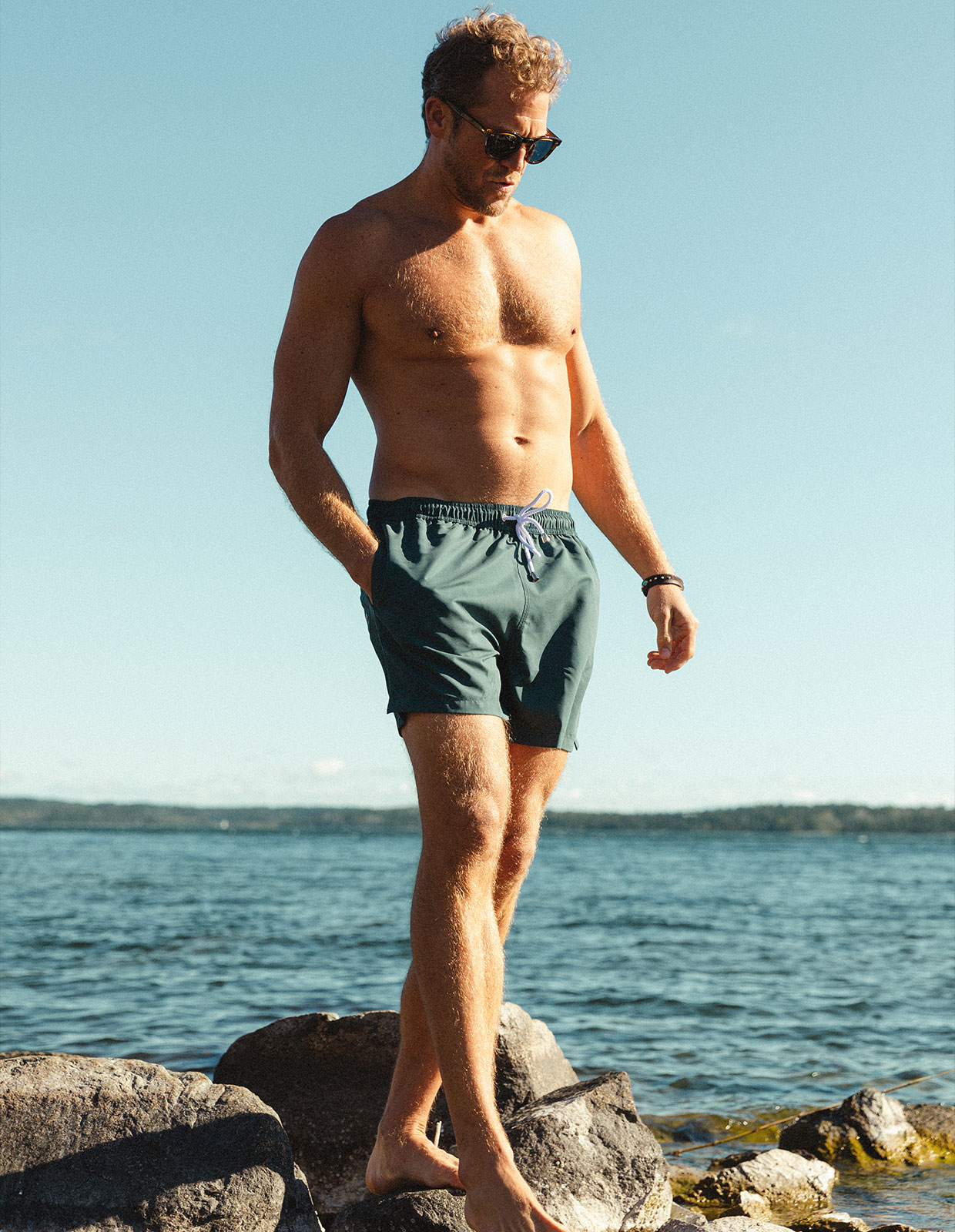 Badshorts Olivgrön
