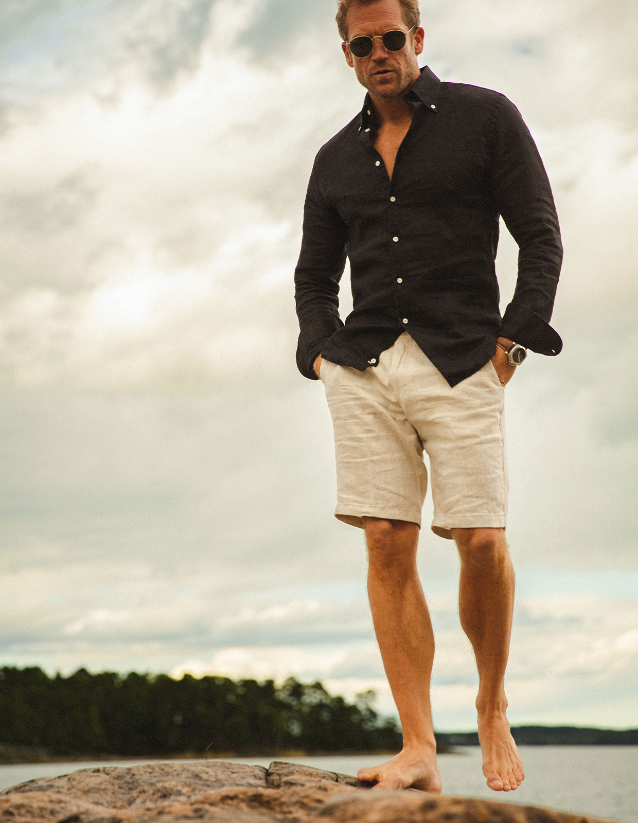 Shorts Linne Ljusbeige