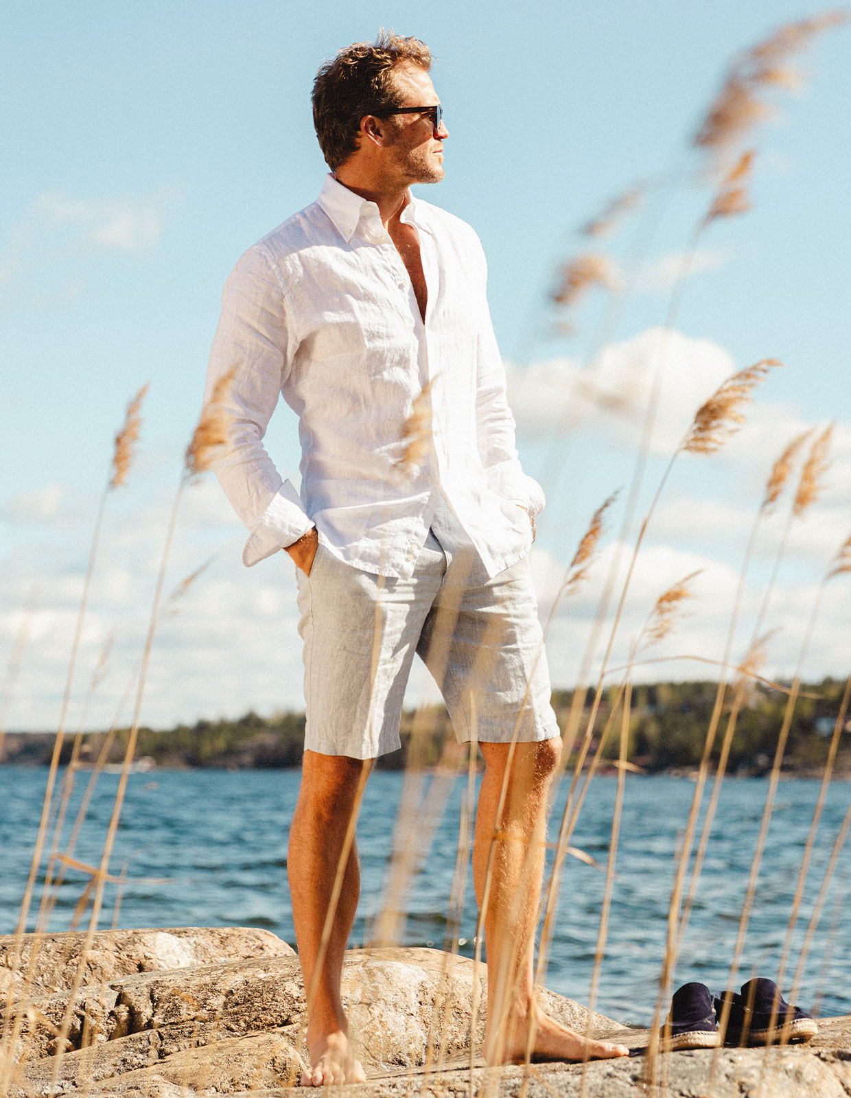 Shorts Linne Ljusblå