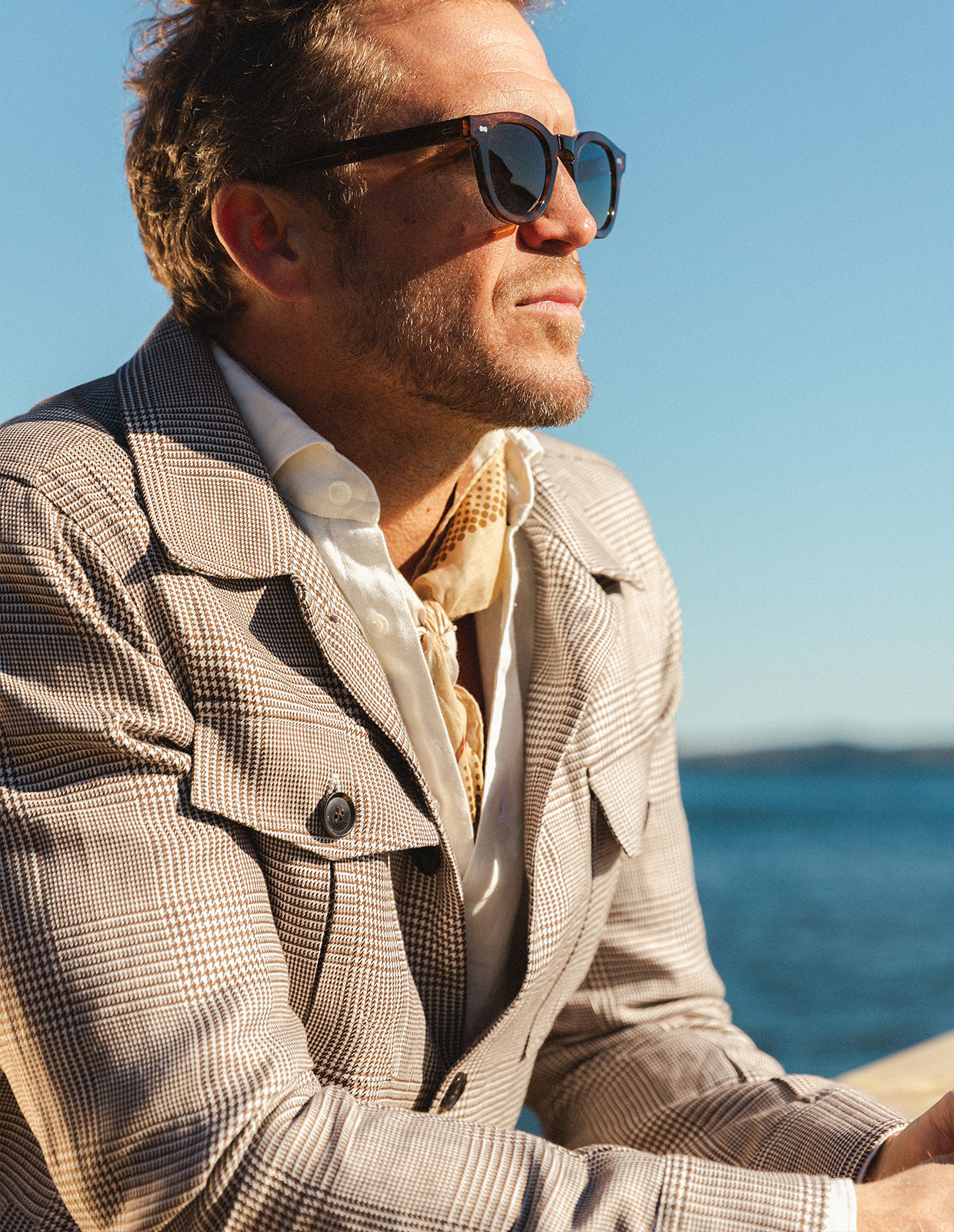 Maverick Overshirt Glencheck Linne Beige