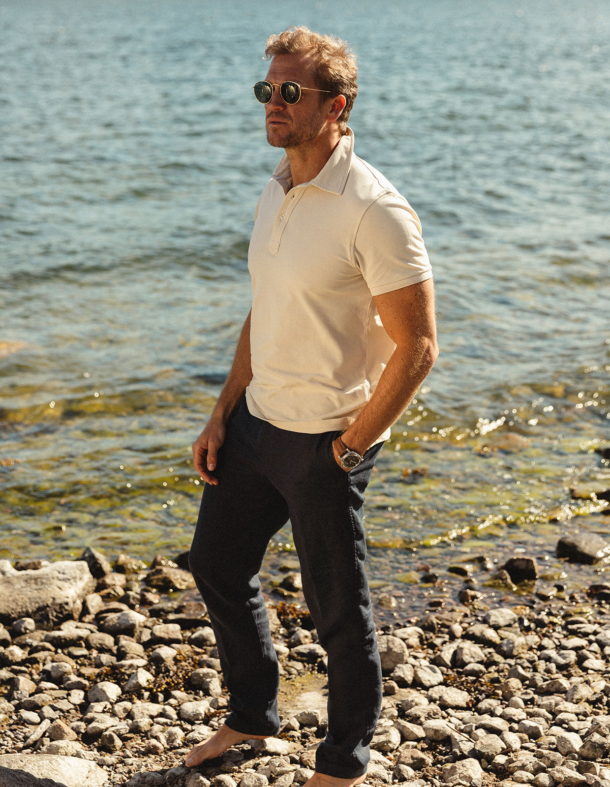 Pikétröja Bomull Ljusbeige