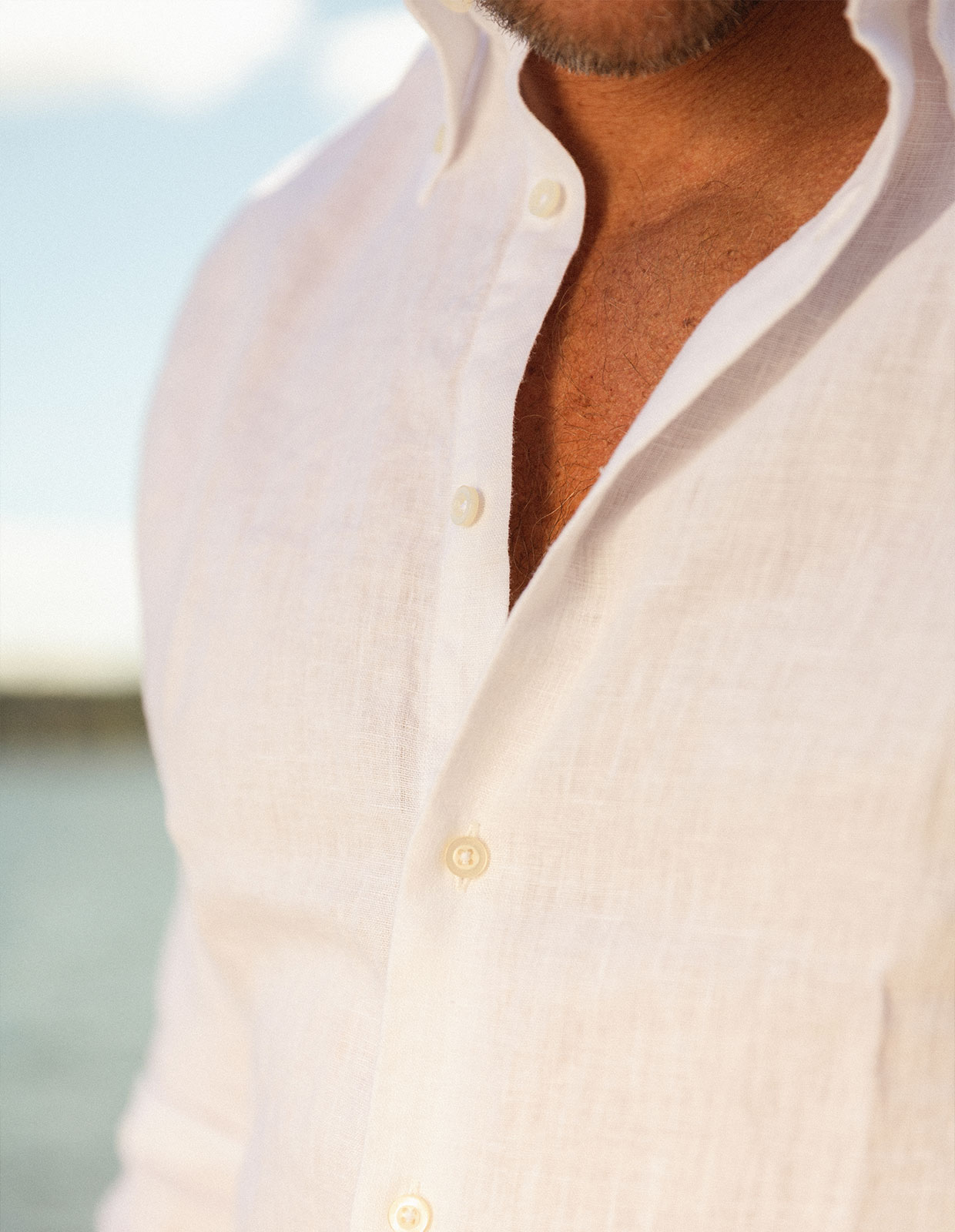 Regular Fit Skjorta Button Down Linne Vit 41