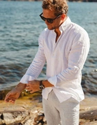 Regular Fit Skjorta Button Down Linne Vit 41