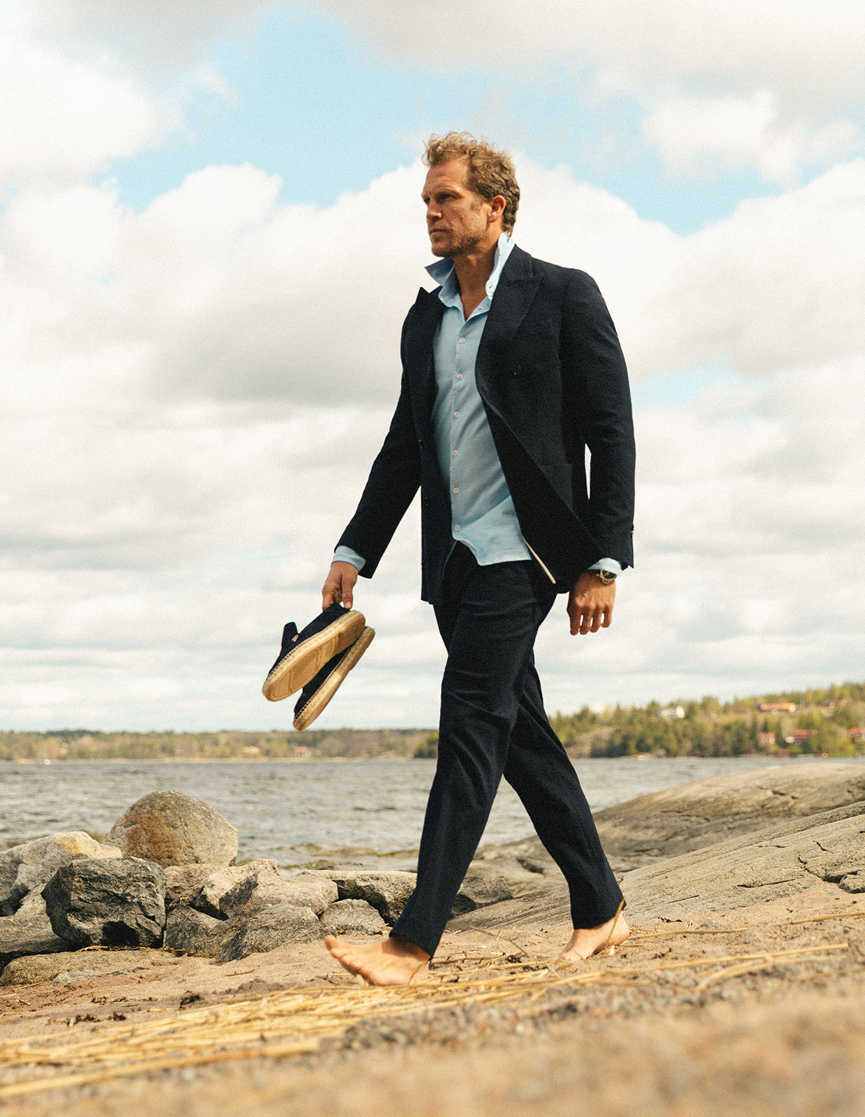 Randall Byxa Seersucker Marinblå S
