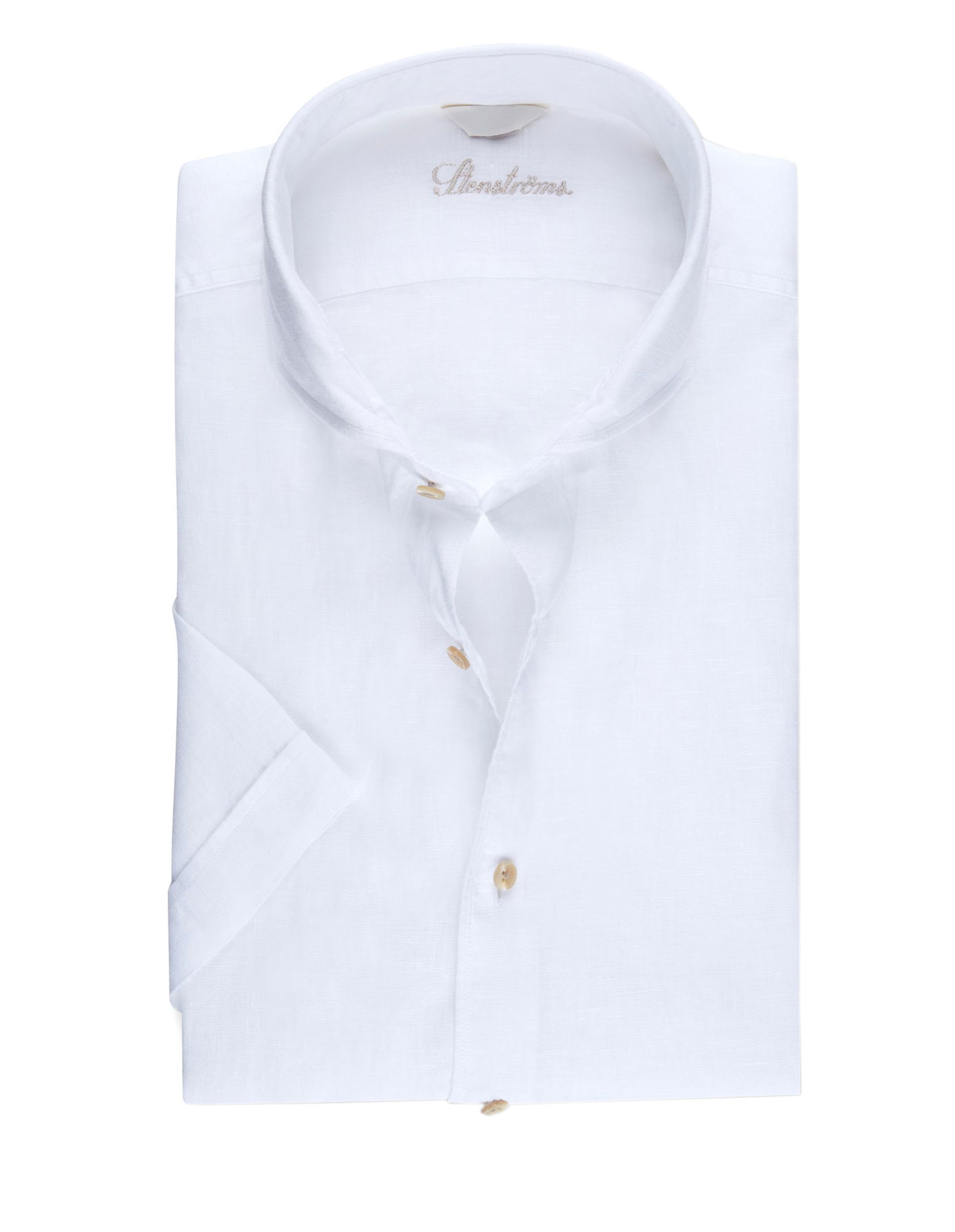 Fitted Body Short Sleeves Linen Shirt White Fitted Body Short Sleeves Linen Shirt White