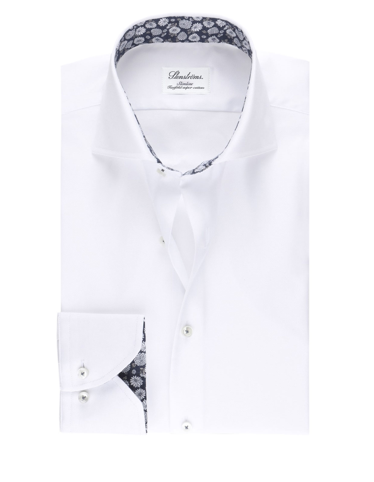 Slimline Shirt Floral Contrast White