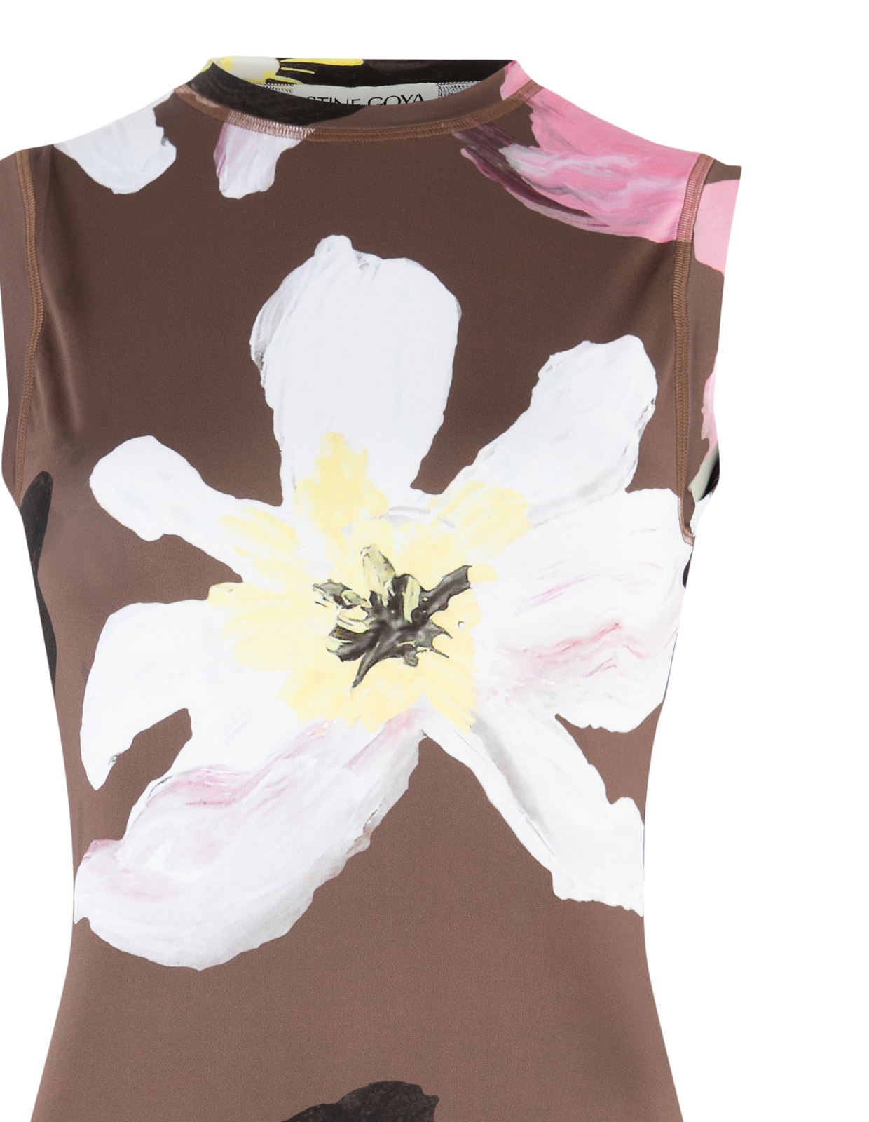 Jersey Tank Klänning Brun Blommig M/L