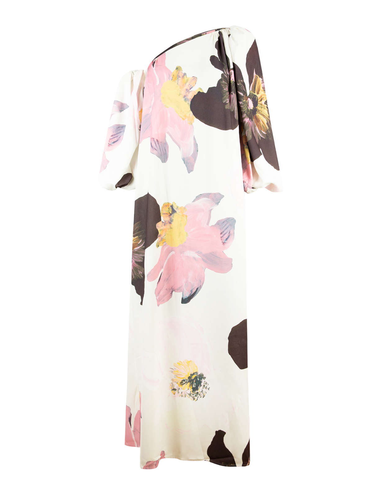 Off-Shoulder Klänning Vit Blommig