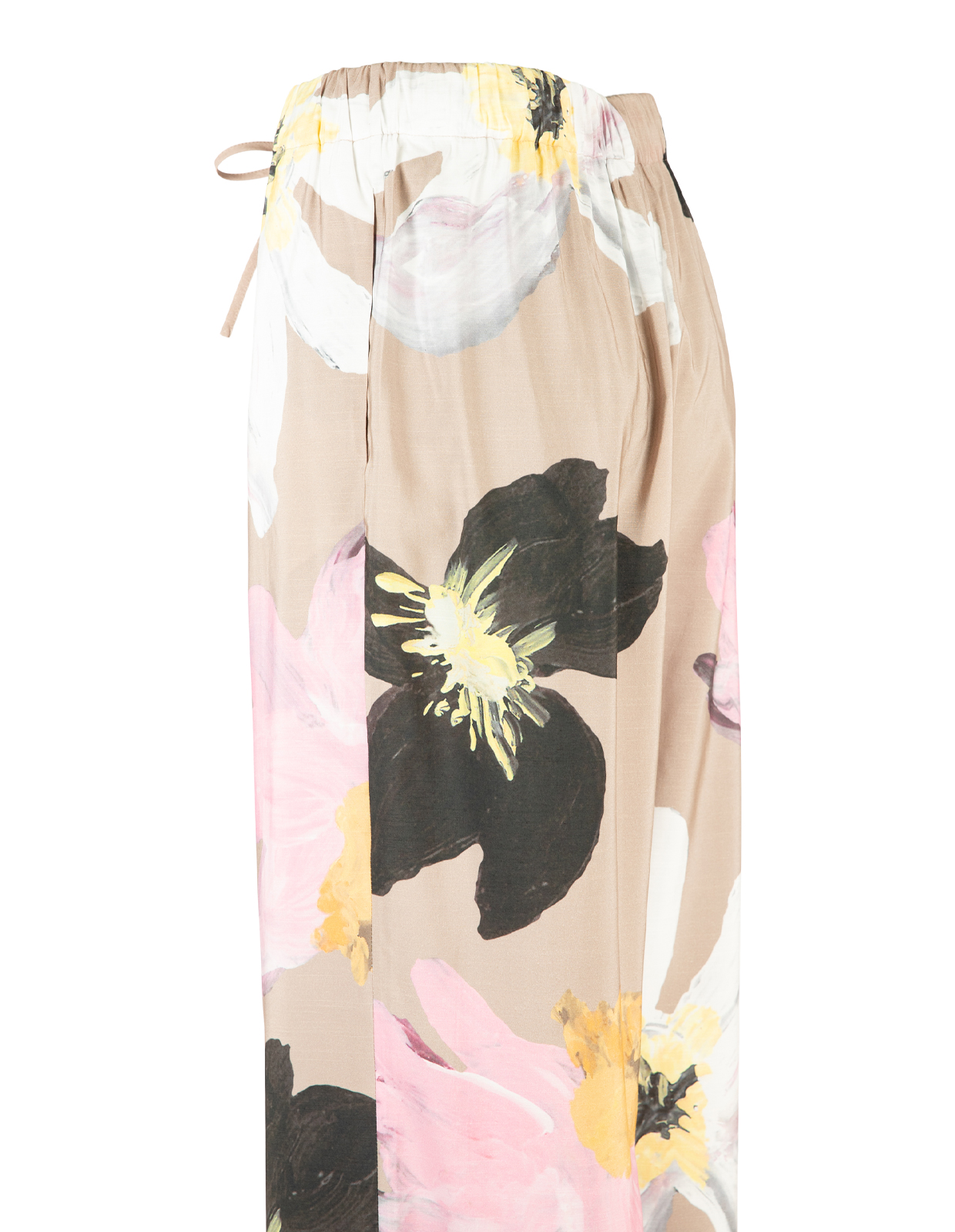 Elastiska Byxor Beige Blommig XS