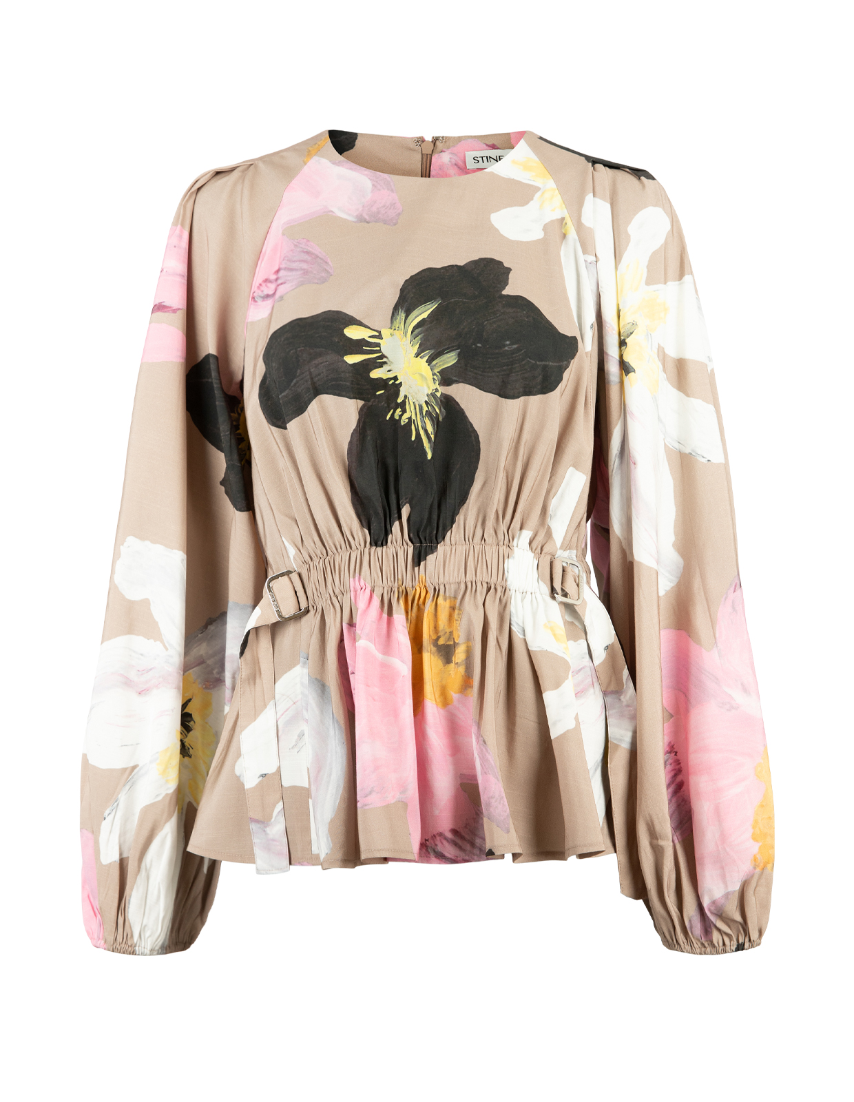 Raglan Top Beige Blommig
