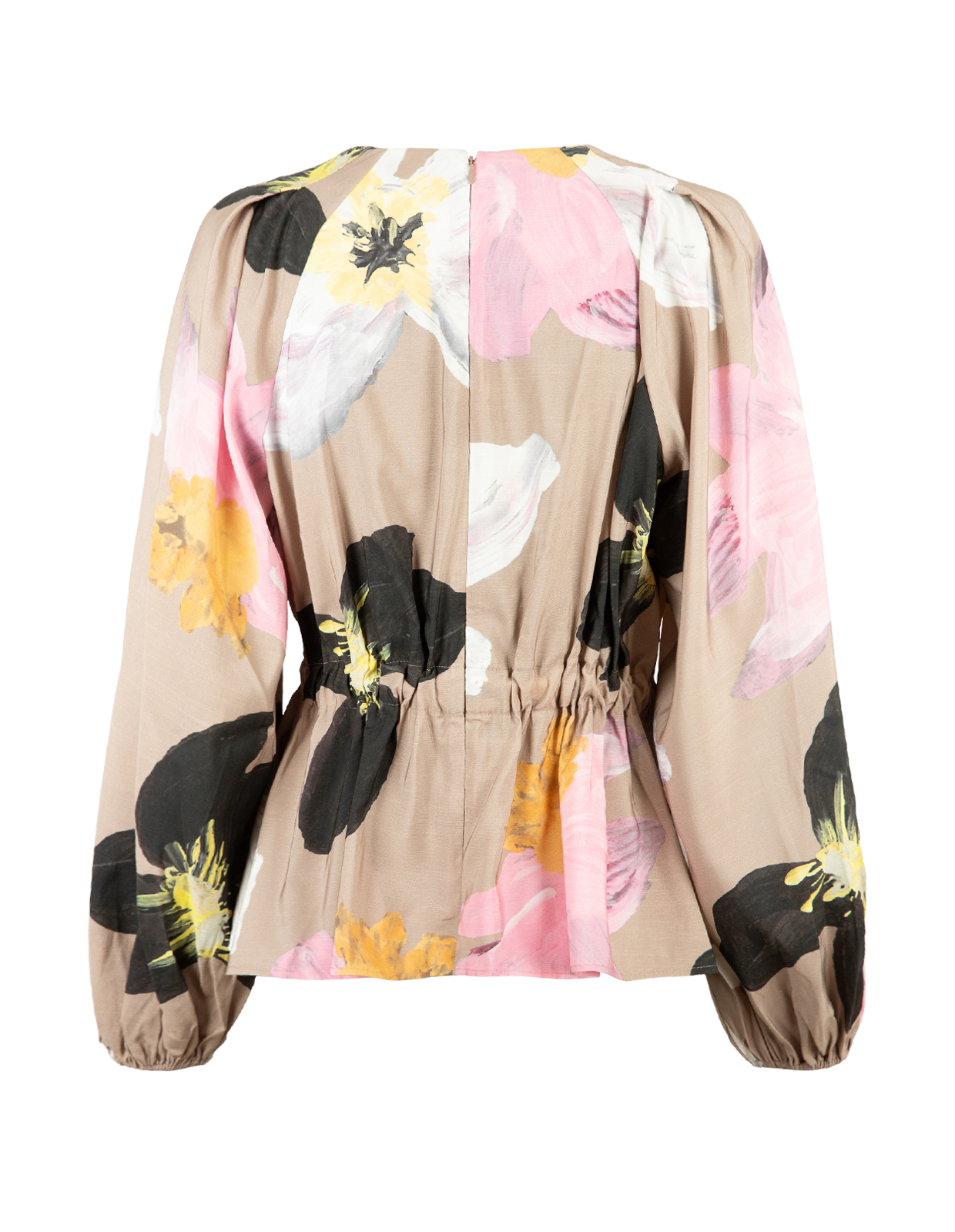 Raglan Top Beige Blommig L