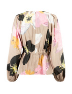 Raglan Top Beige Blommig L