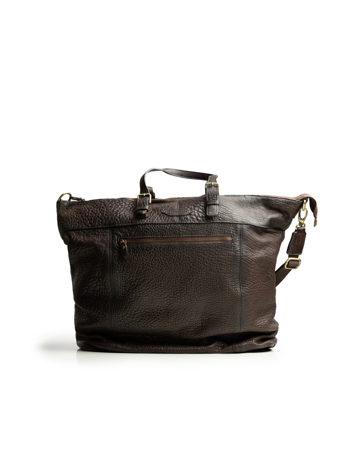 Duffelbag Präglat Läder Mörkbrun