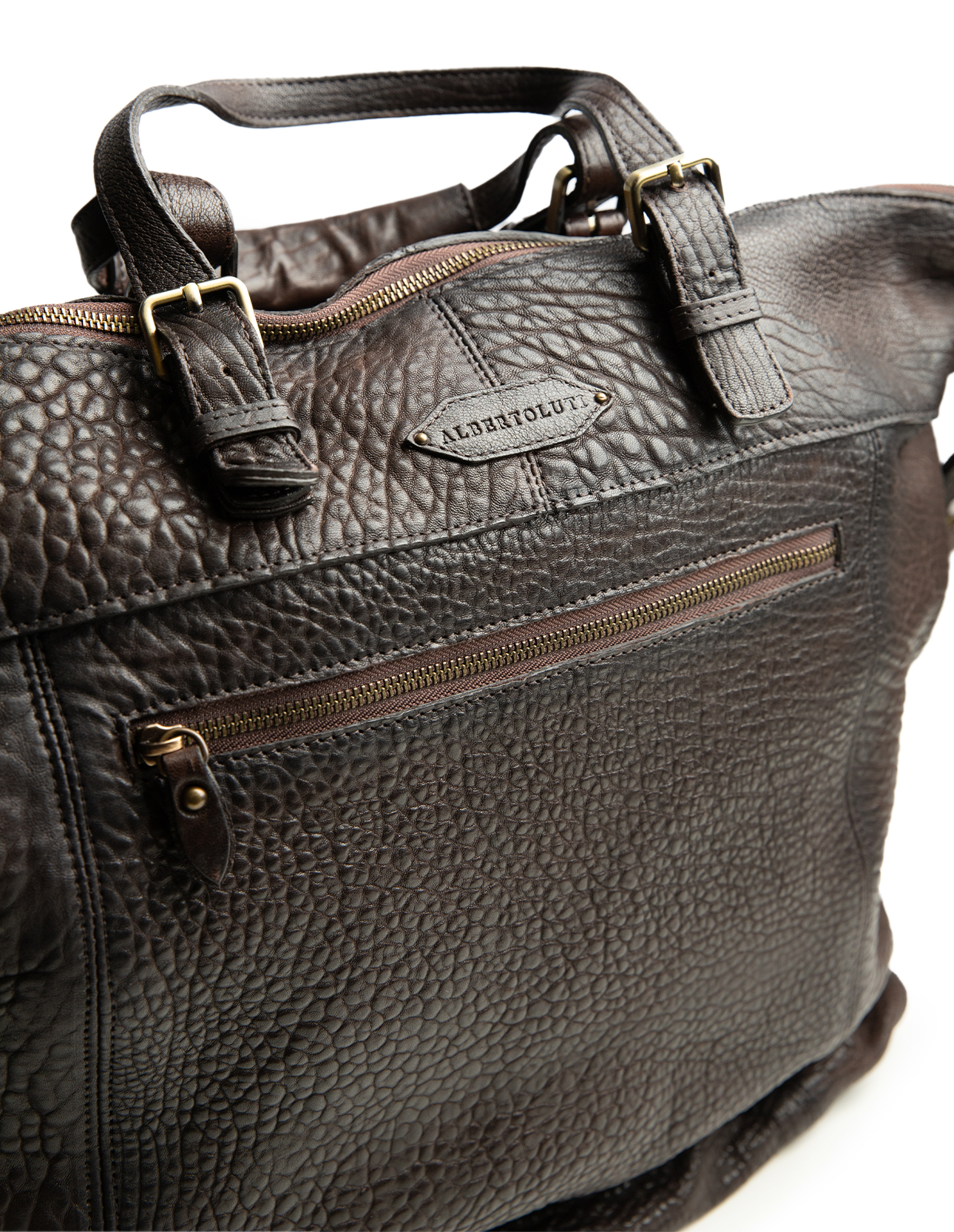 Duffelbag Präglat Läder Mörkbrun One Size