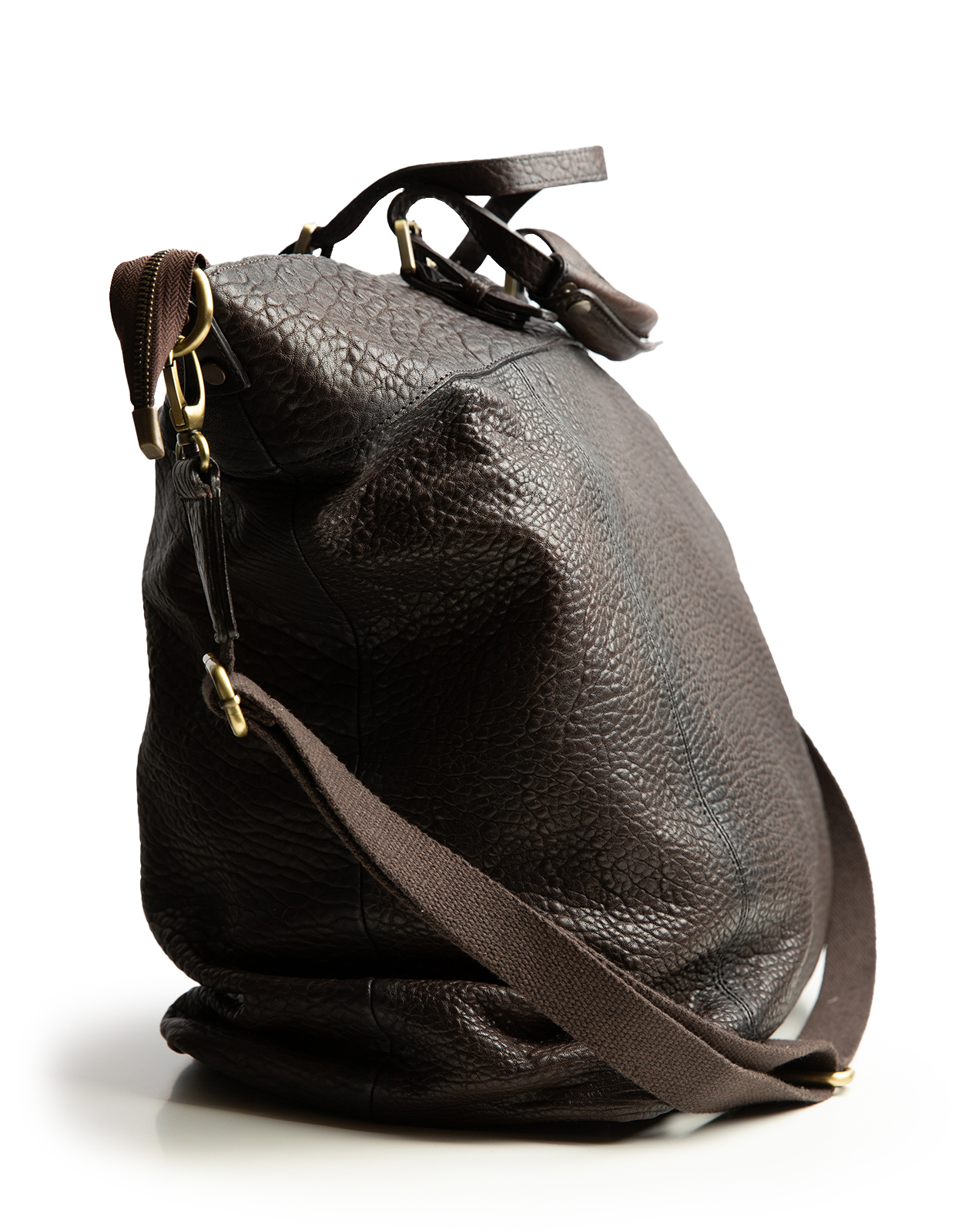 Duffelbag Präglat Läder Mörkbrun
