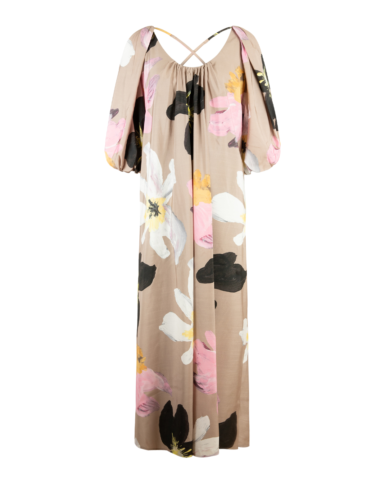 Voluminous Klänning Beige Blommig