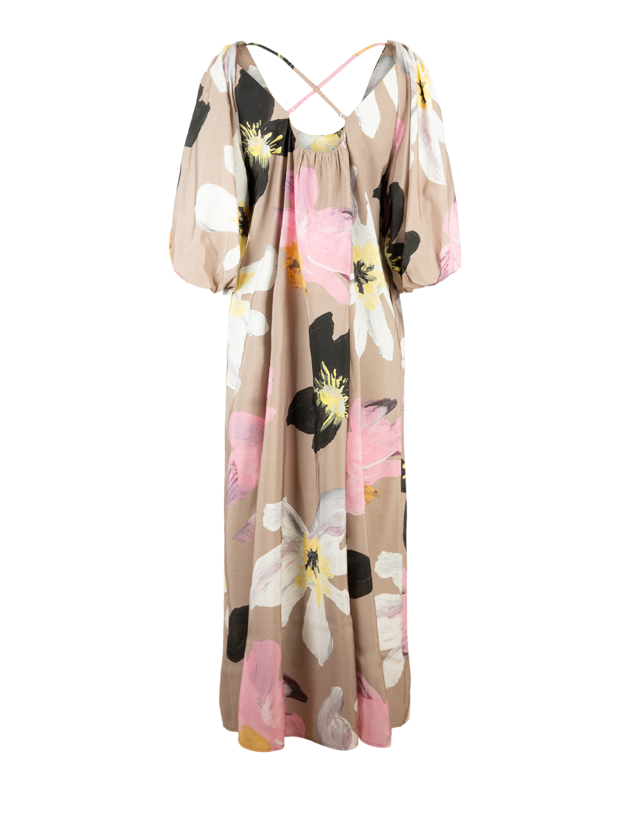 Voluminous Klänning Beige Blommig