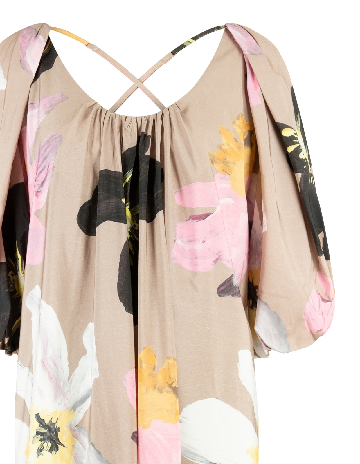 Voluminous Klänning Beige Blommig S