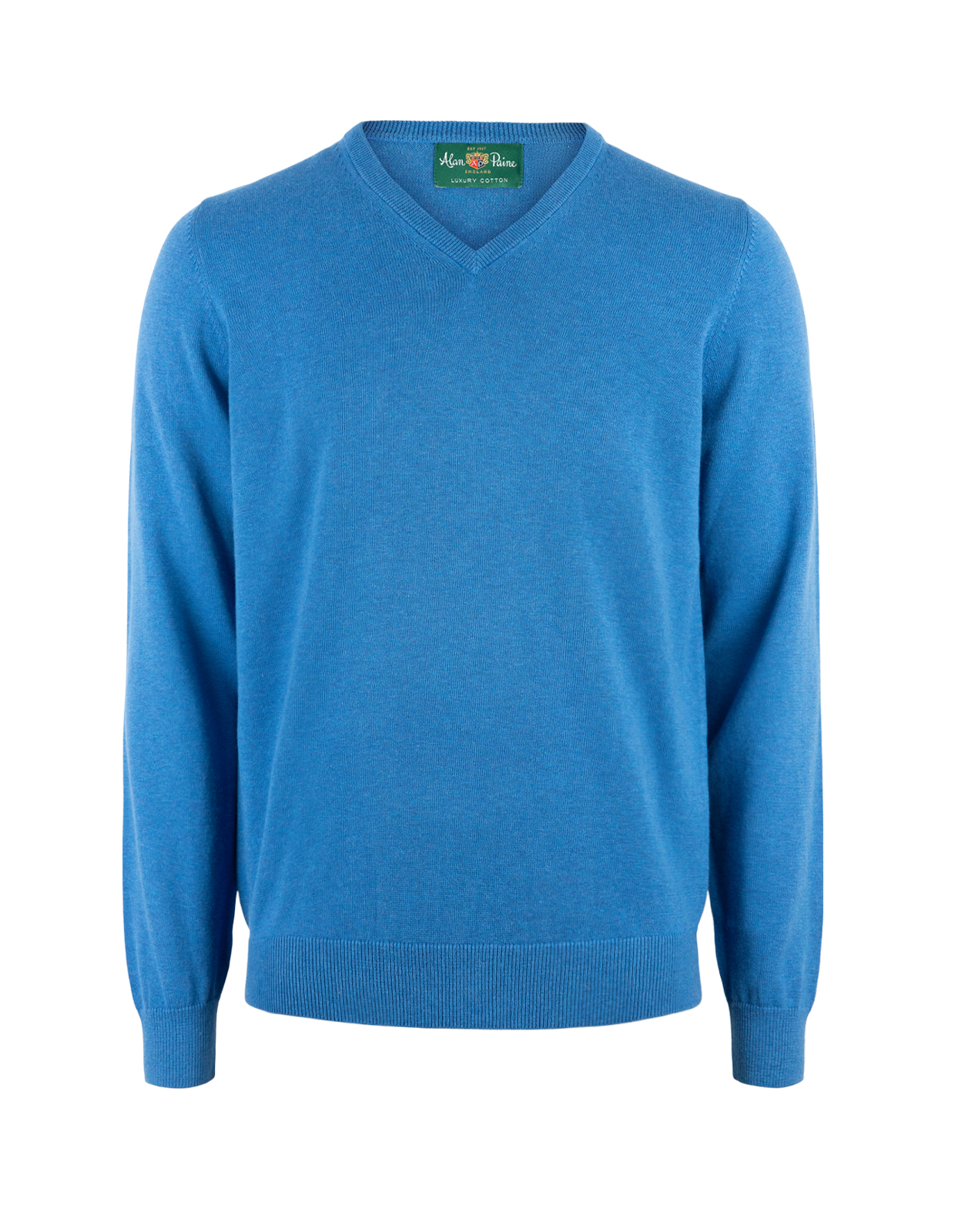 Rothwell Tröja V-ringad Bomull Cashmere Klarblå