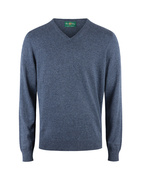 Rothwell Tröja V-ringad Bomull Cashmere Mörkblå Melerad 52