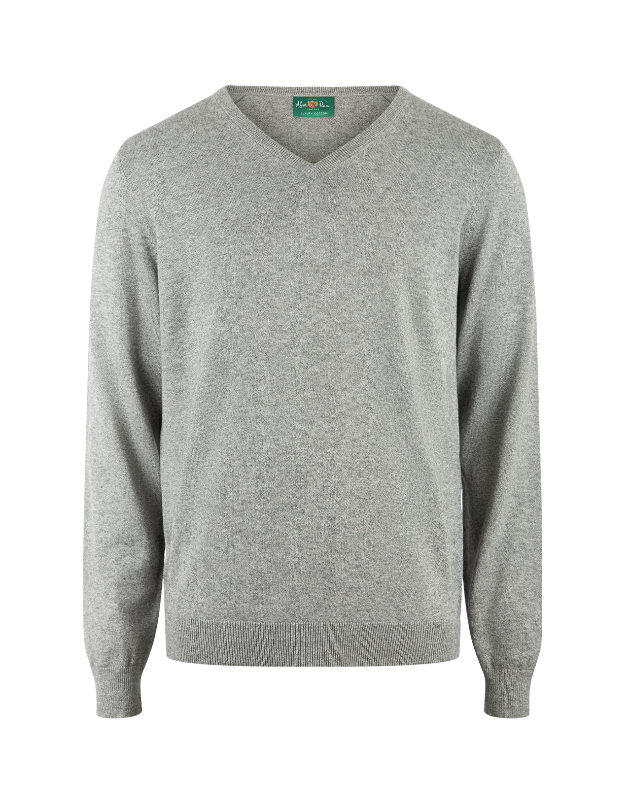 Rothwell Tröja V-ringad Bomull Cashmere Grå Melerad