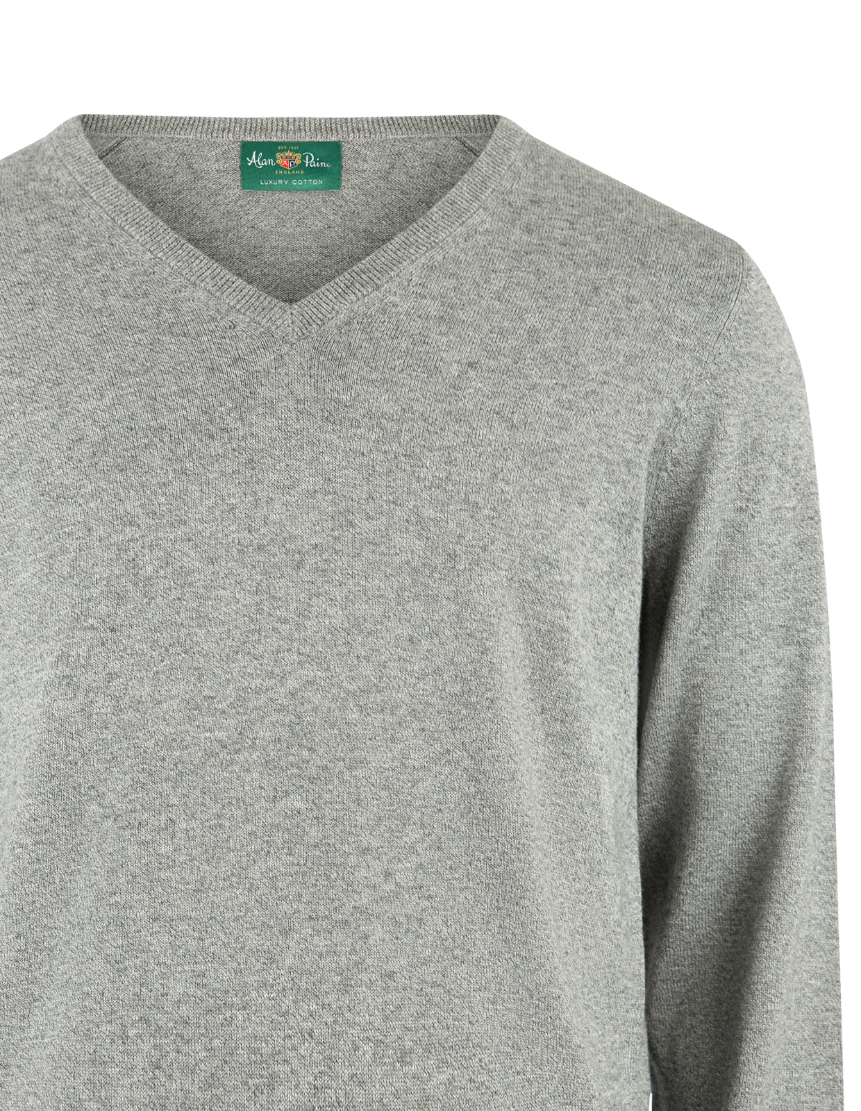 Rothwell Tröja V-ringad Bomull Cashmere Grå Melerad 52