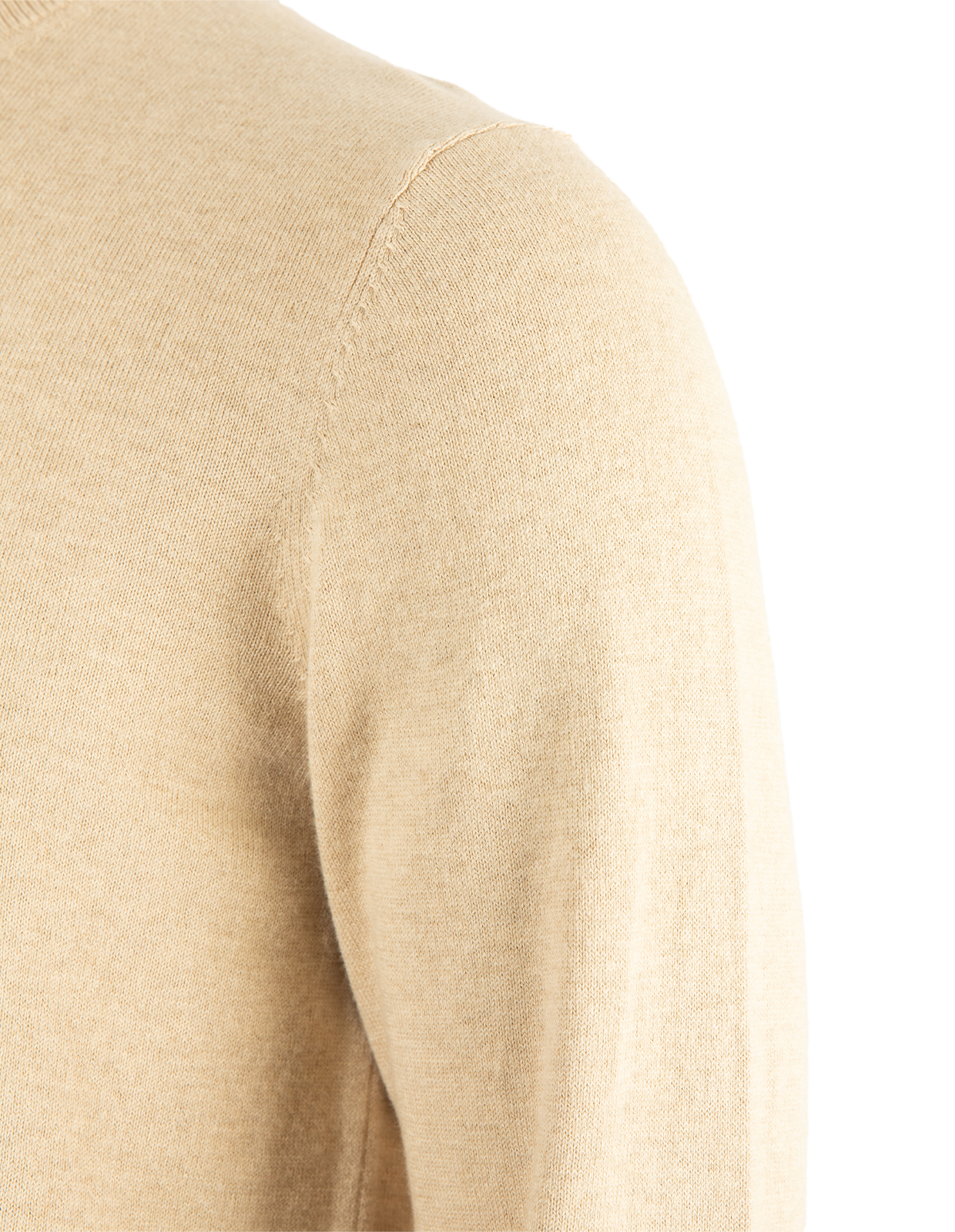 Tröja Rundhals Ärmpatch Bomull Cashmere Beige L