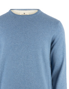 Tröja Rundhals Ärmpatch Bomull Cashmere Mellanblå XL