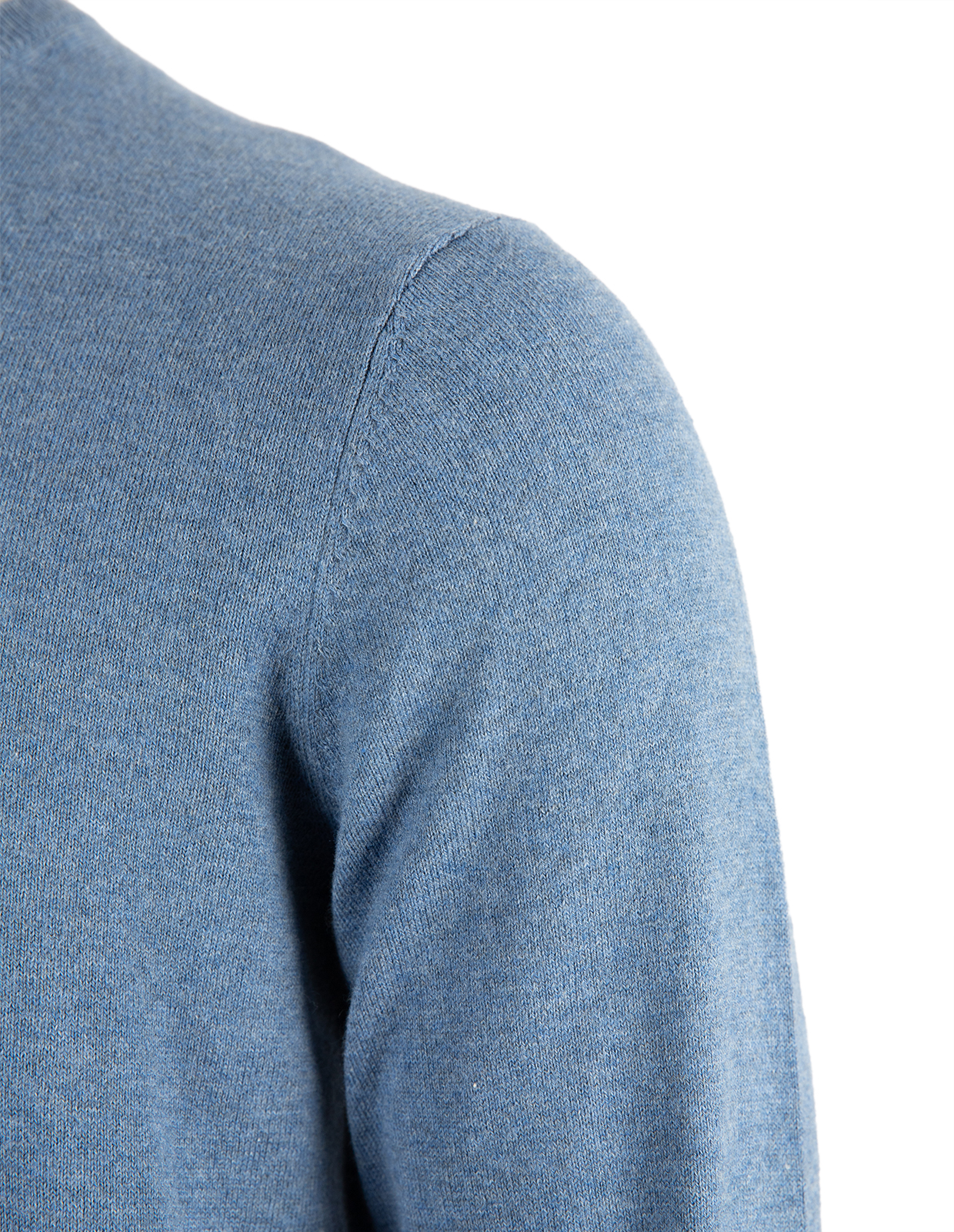 Tröja Rundhals Ärmpatch Bomull Cashmere Mellanblå XL