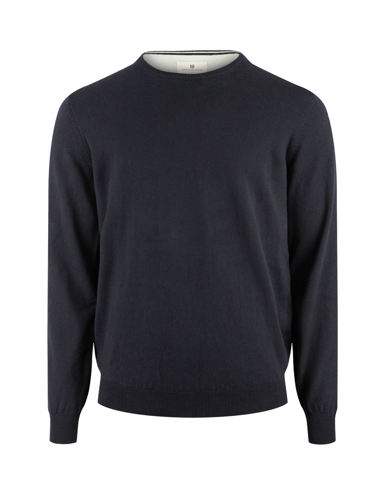 Tröja Rundhals Ärmpatch Bomull Cashmere Navy