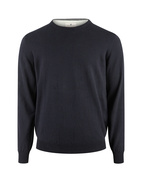 Tröja Rundhals Ärmpatch Bomull Cashmere Navy