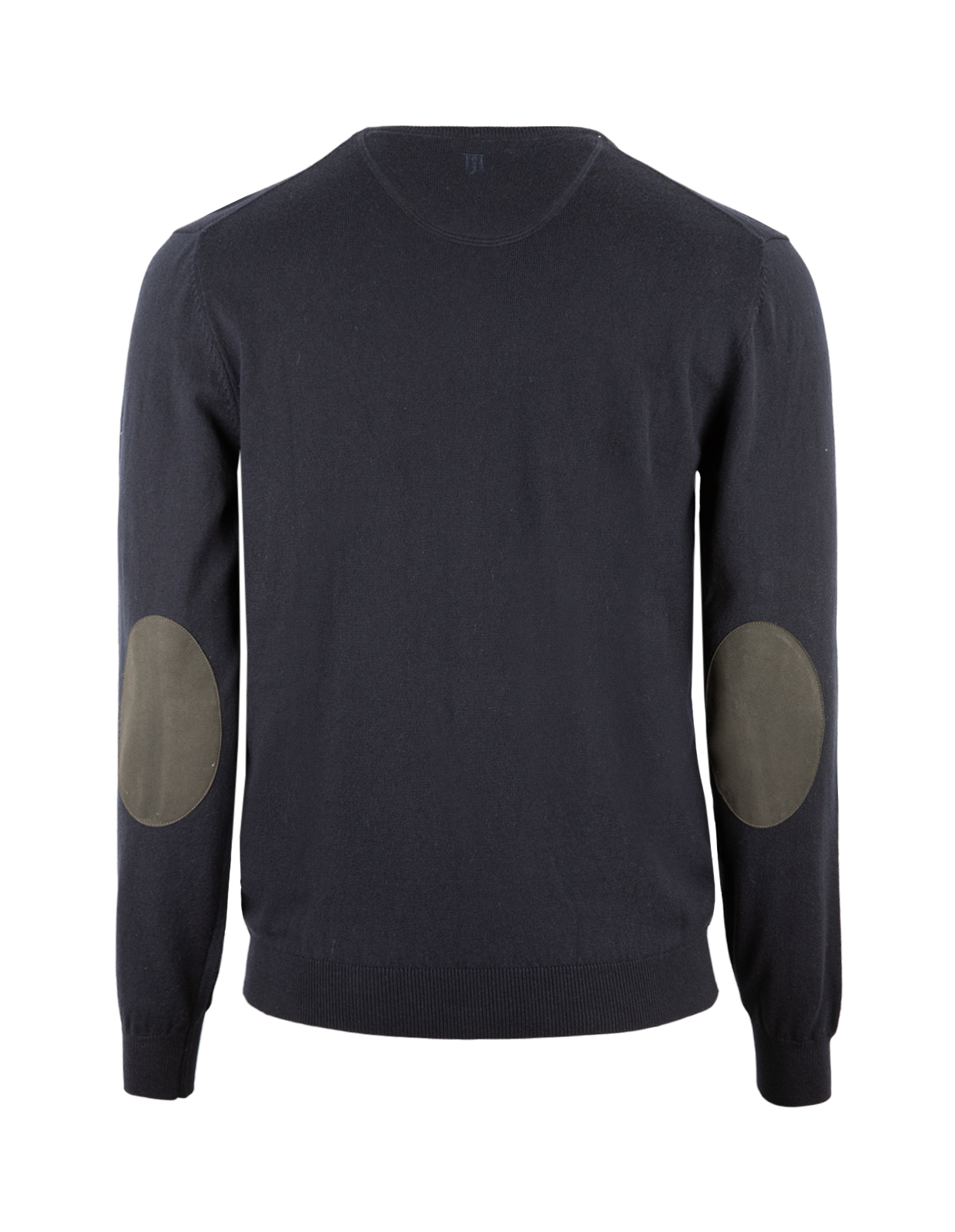 Tröja Rundhals Ärmpatch Bomull Cashmere Navy