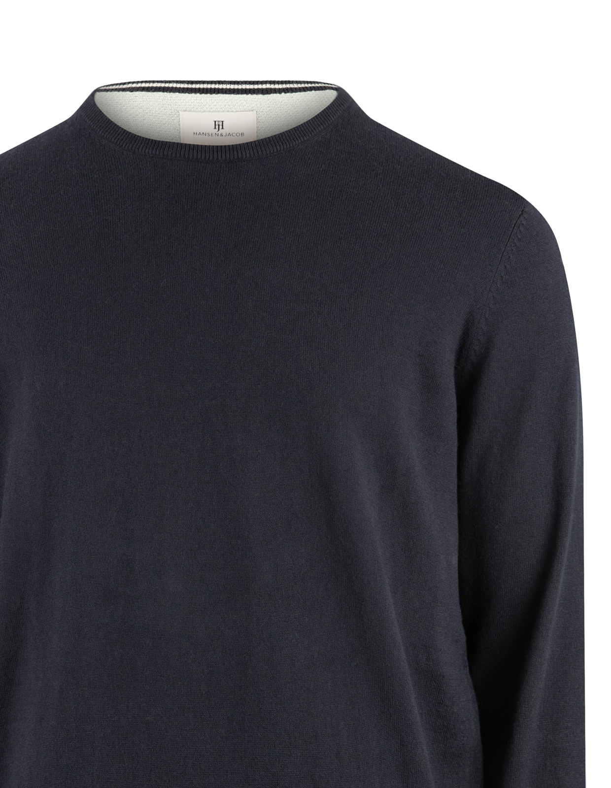 Tröja Rundhals Ärmpatch Bomull Cashmere Navy