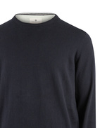 Tröja Rundhals Ärmpatch Bomull Cashmere Navy