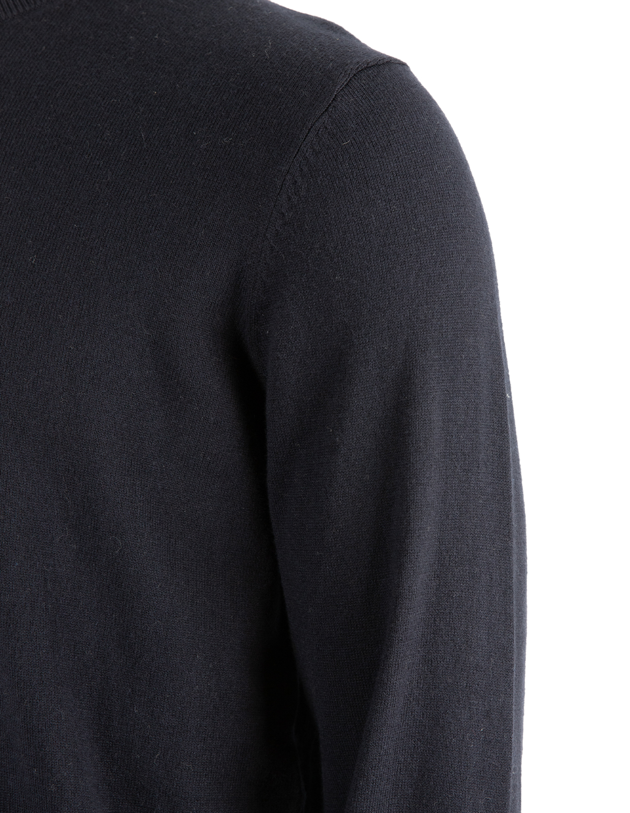 Tröja Rundhals Ärmpatch Bomull Cashmere Navy