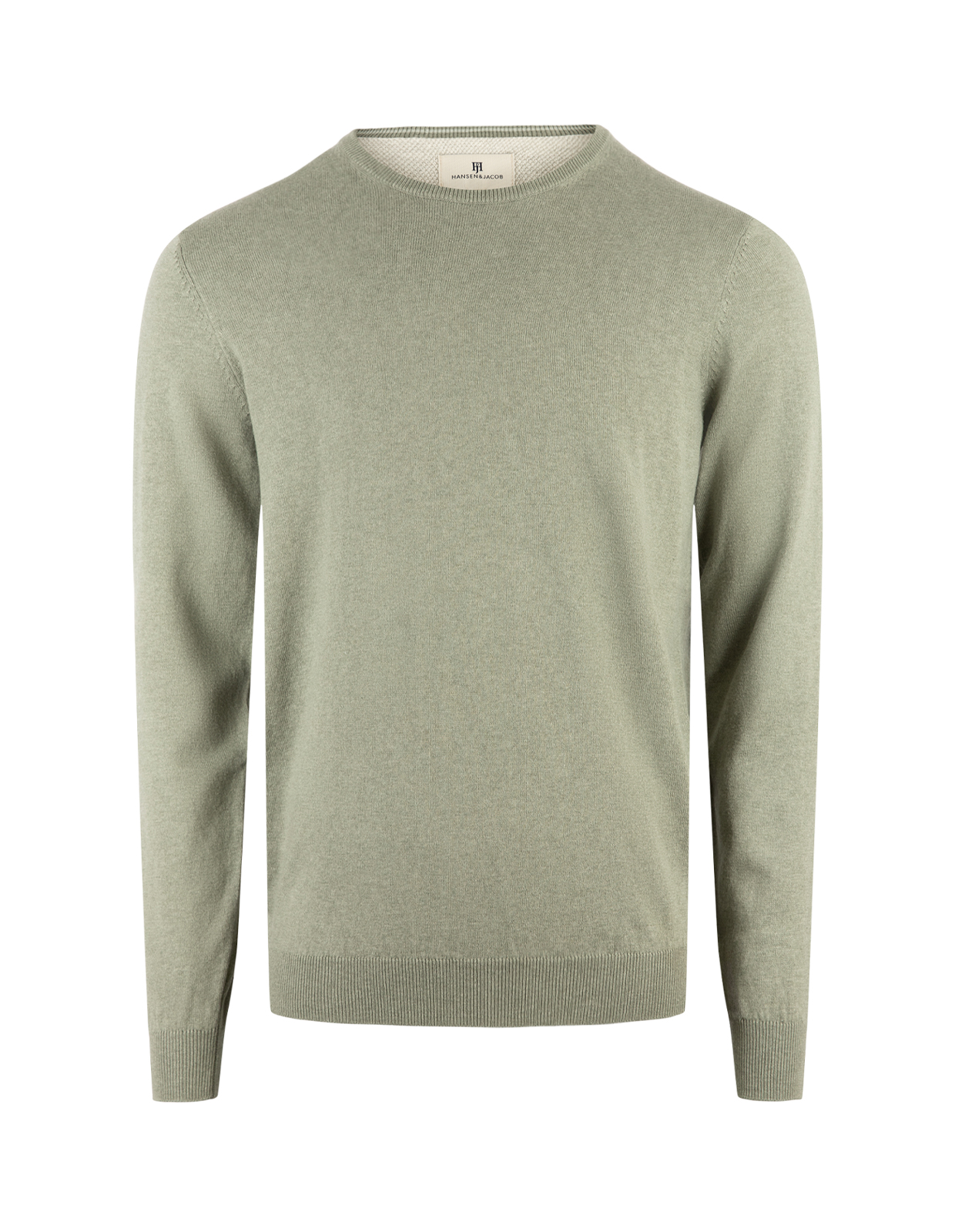 Tröja Rundhals Ärmpatch Bomull Cashmere Grön