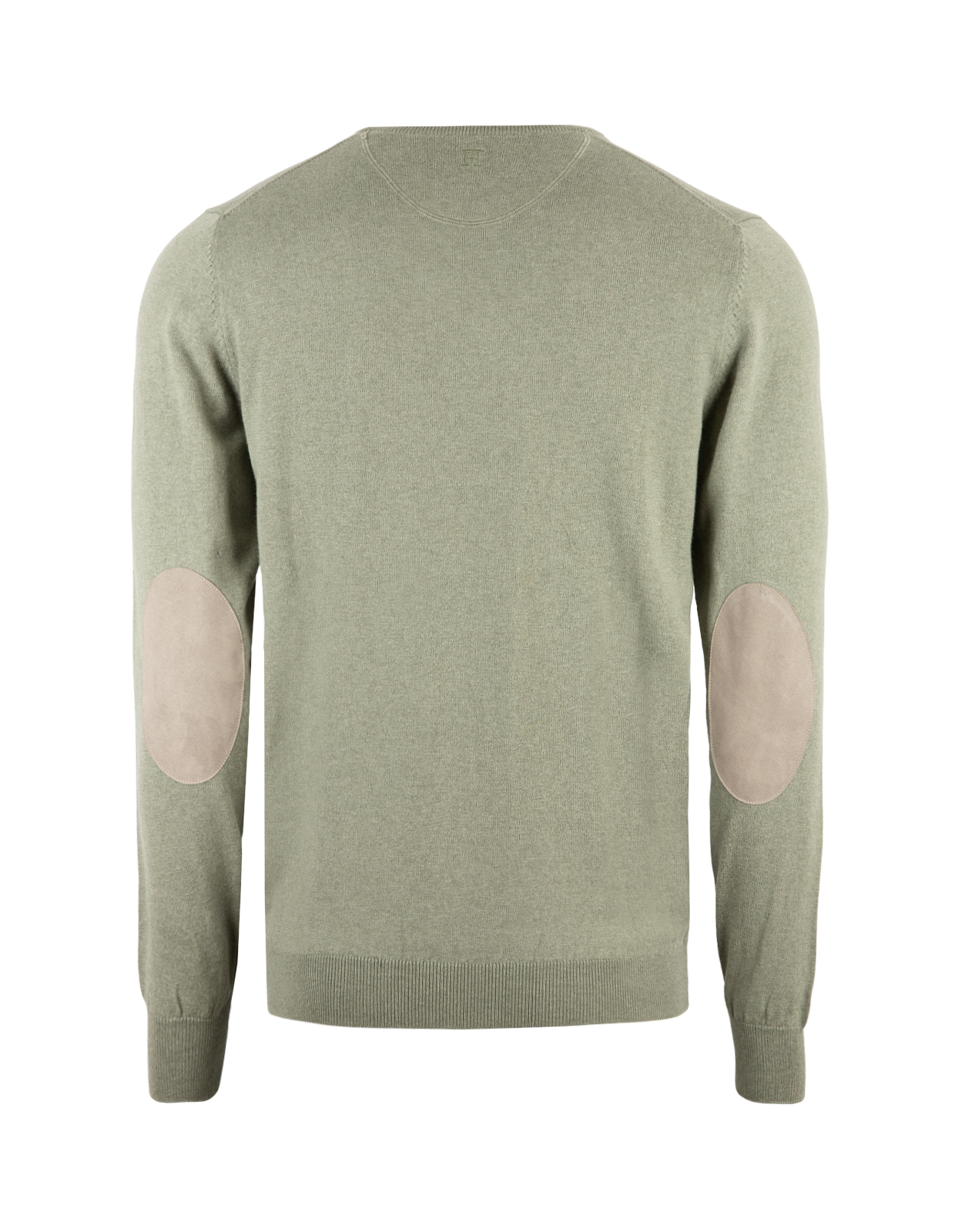 Tröja Rundhals Ärmpatch Bomull Cashmere Grön