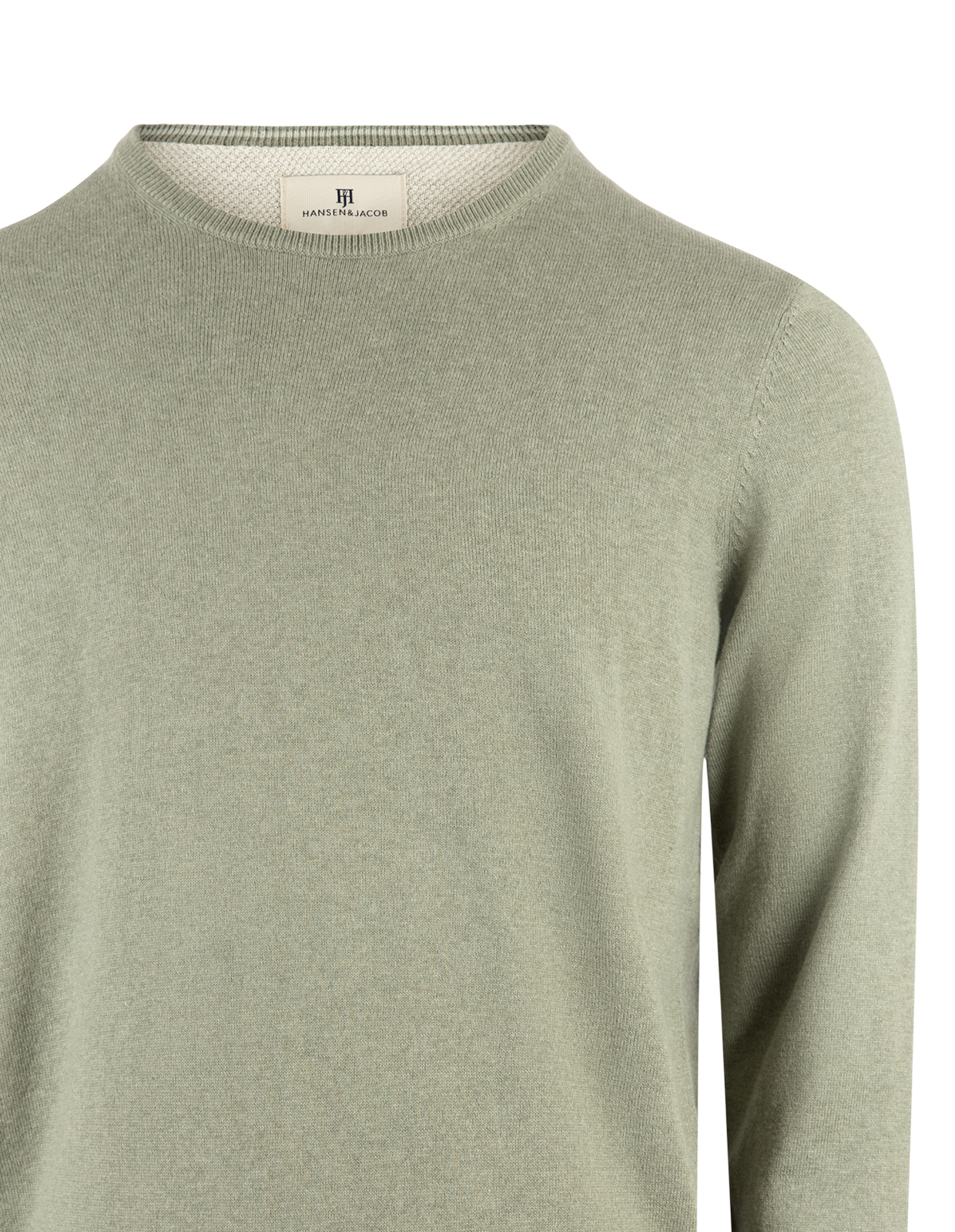 Tröja Rundhals Ärmpatch Bomull Cashmere Grön XL