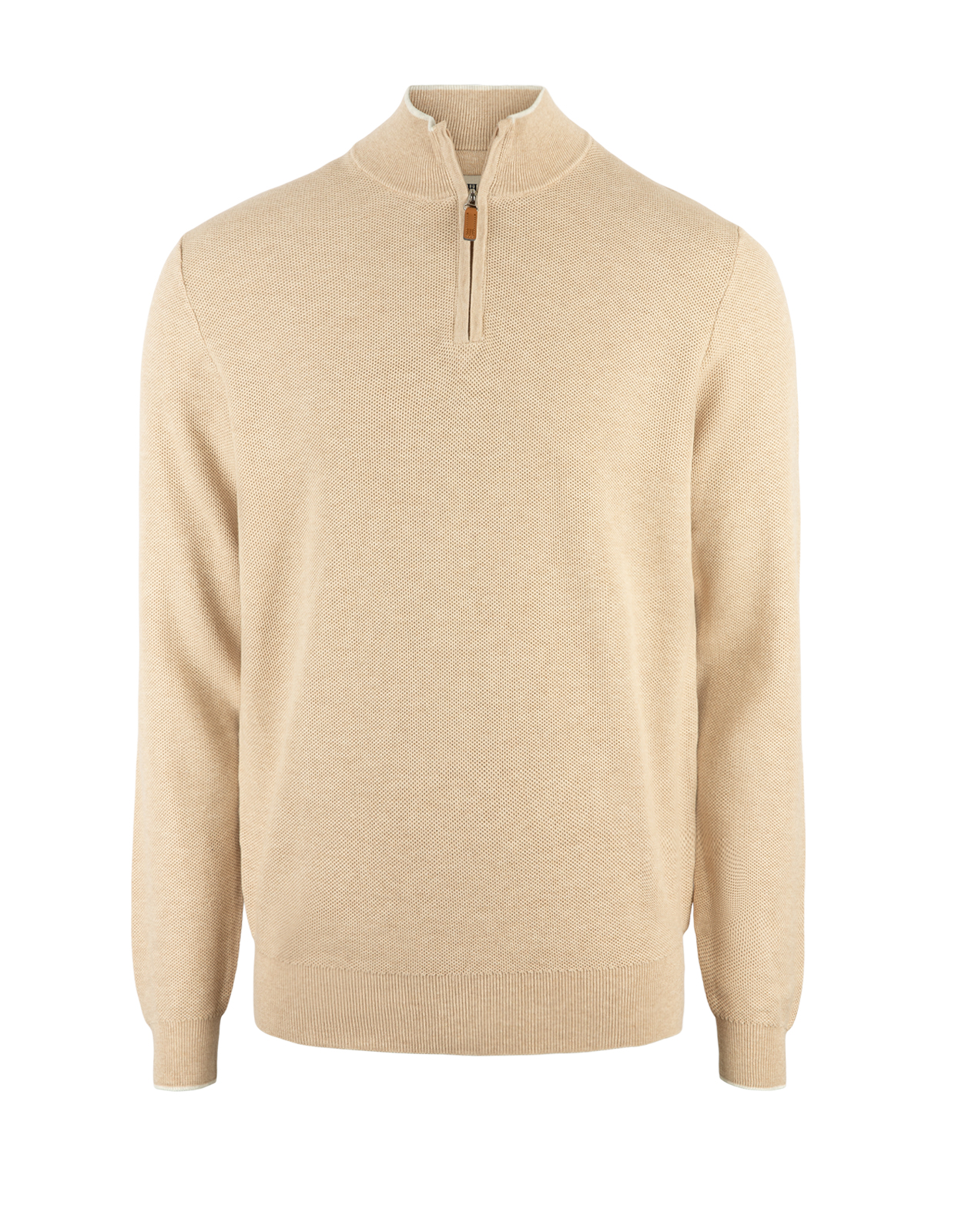 Tröja Halvzip Bomull Beige