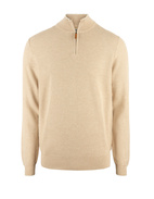 Tröja Halvzip Bomull Beige M