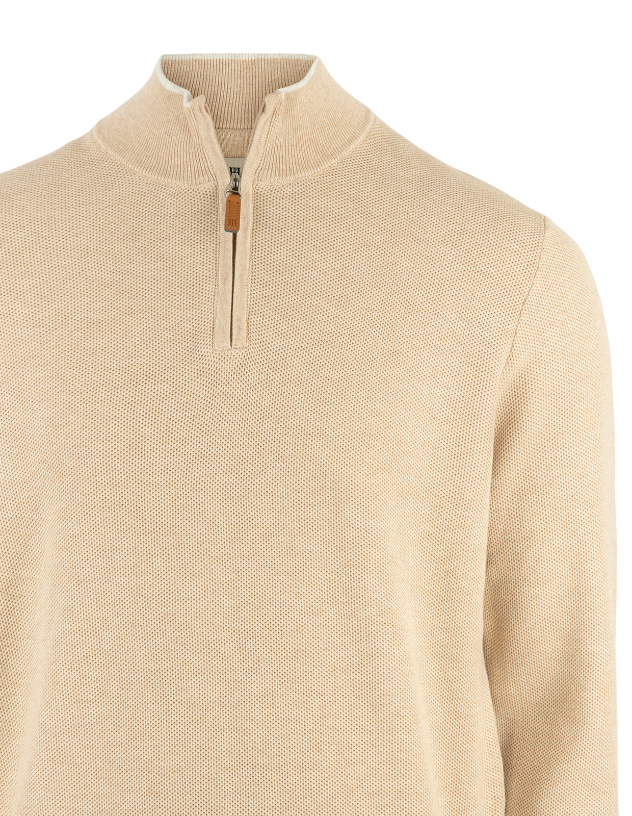 Tröja Halvzip Bomull Beige M