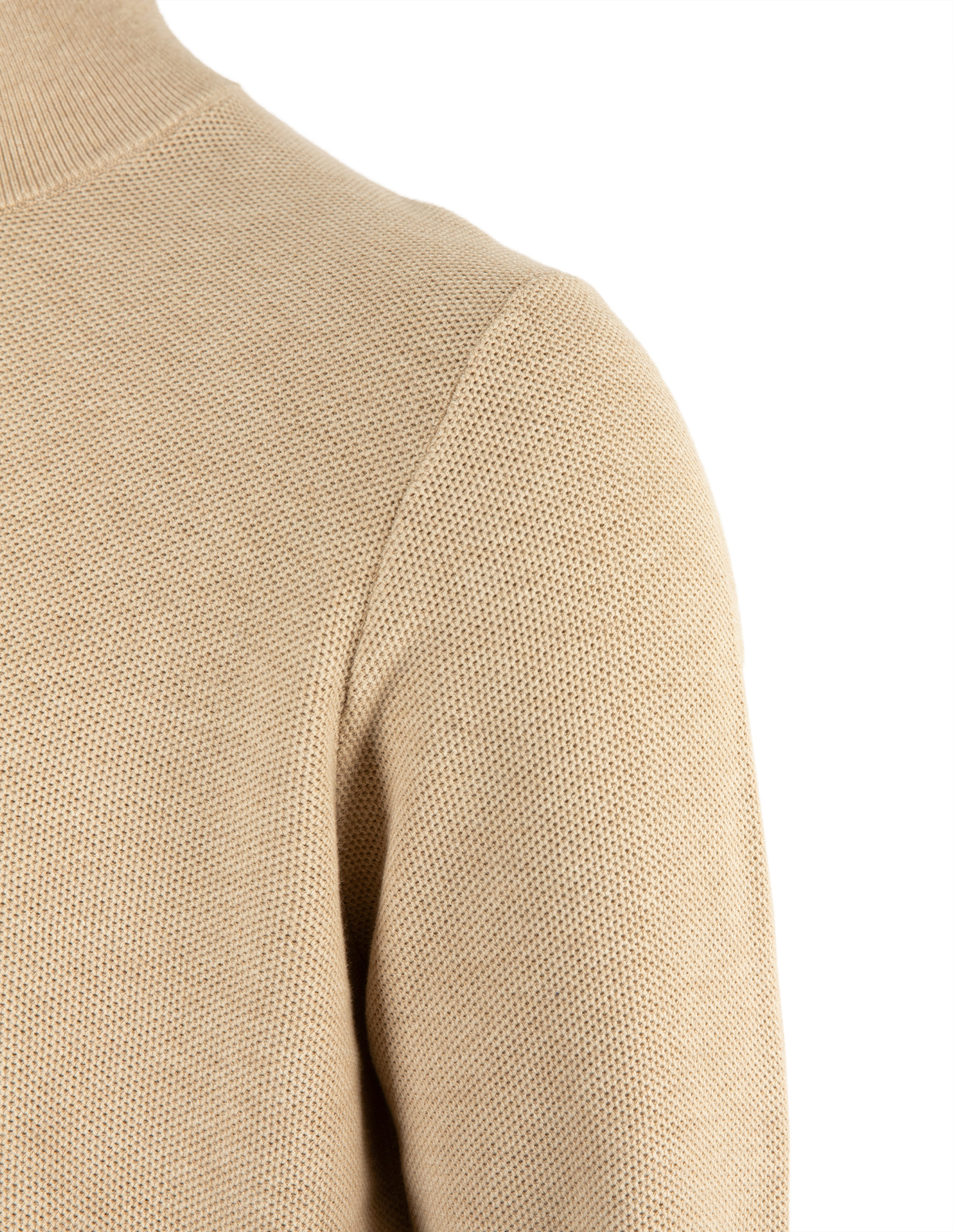 Tröja Halvzip Bomull Beige M