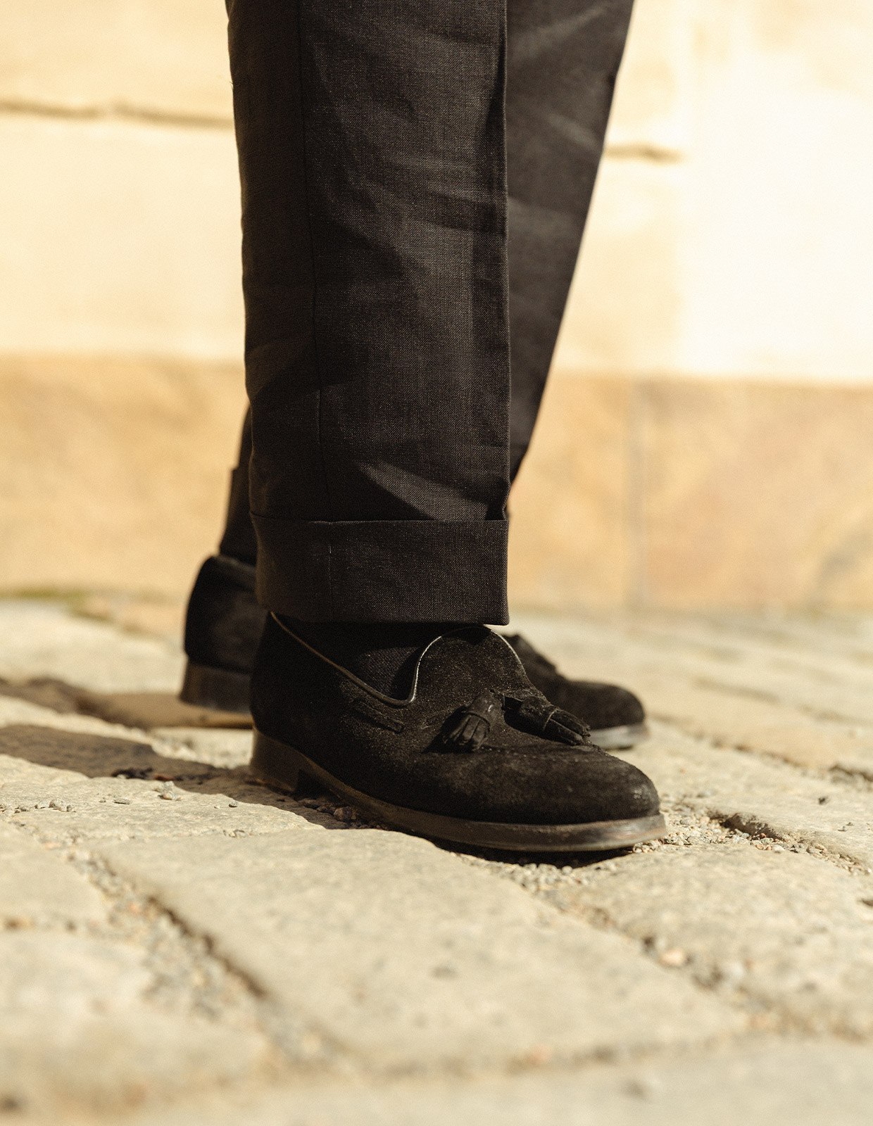 Tassel Loafers Mocka Svart Stl 8