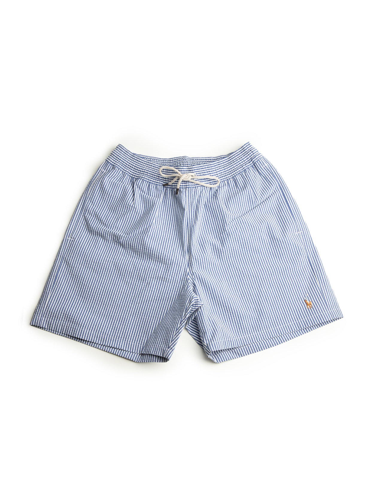 Seersucker Badbyxor Blå/Vit