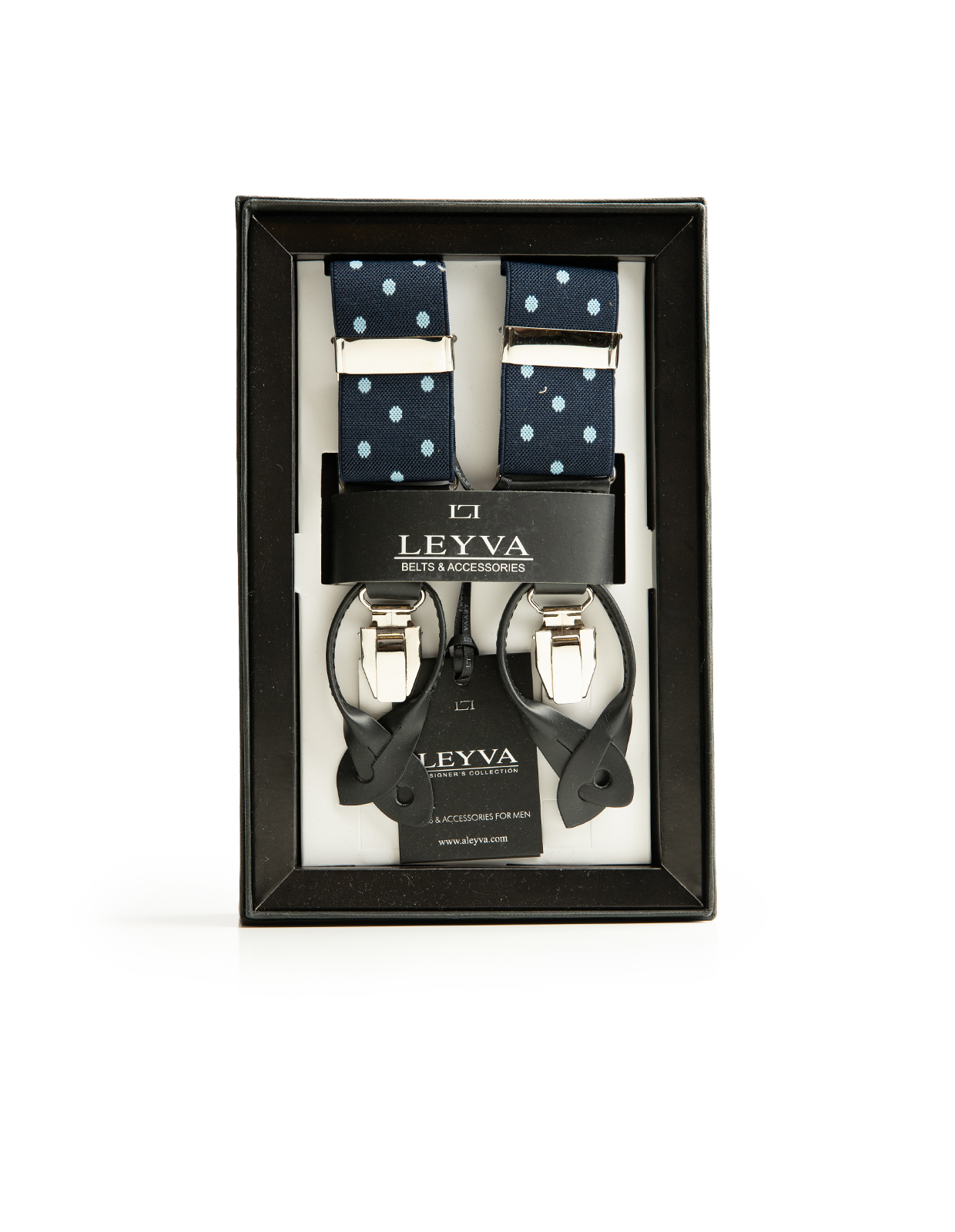 Klassiska Hängslen Marinblå Prickig One Size