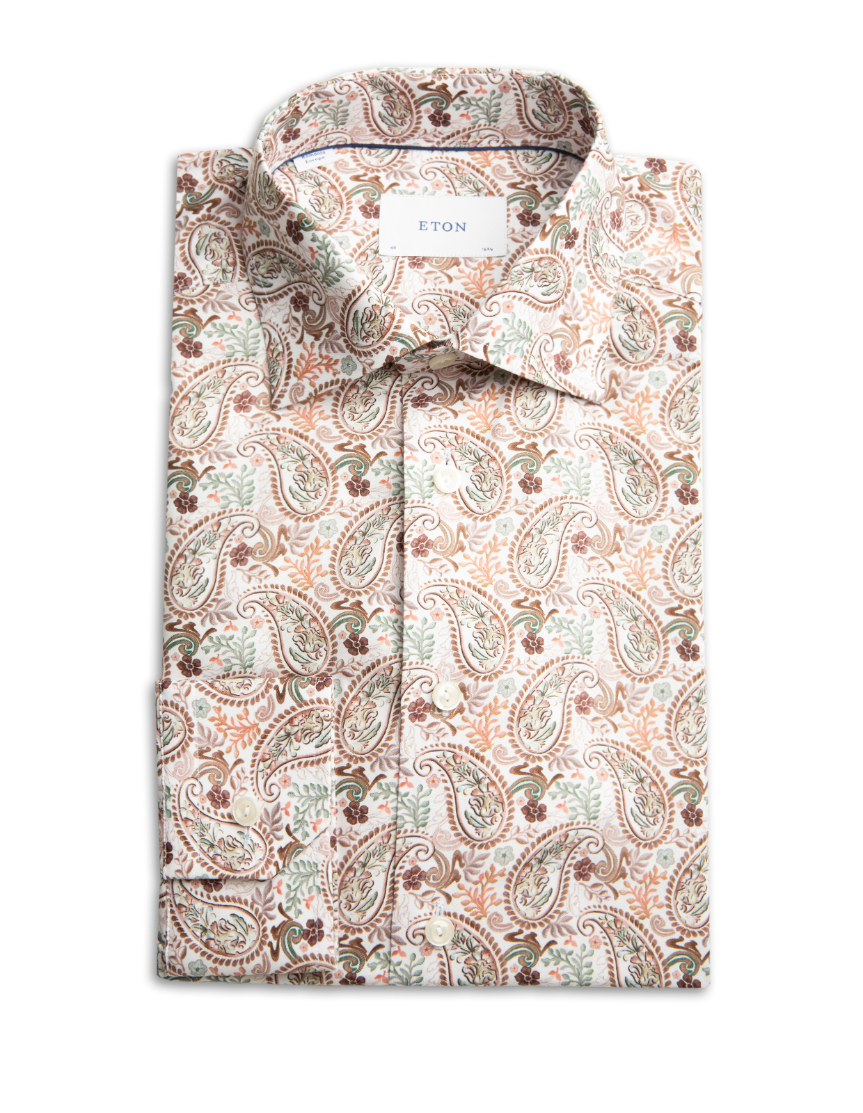 Contemporary Fit Skjorta Bomull Lyocell Paisley Brun